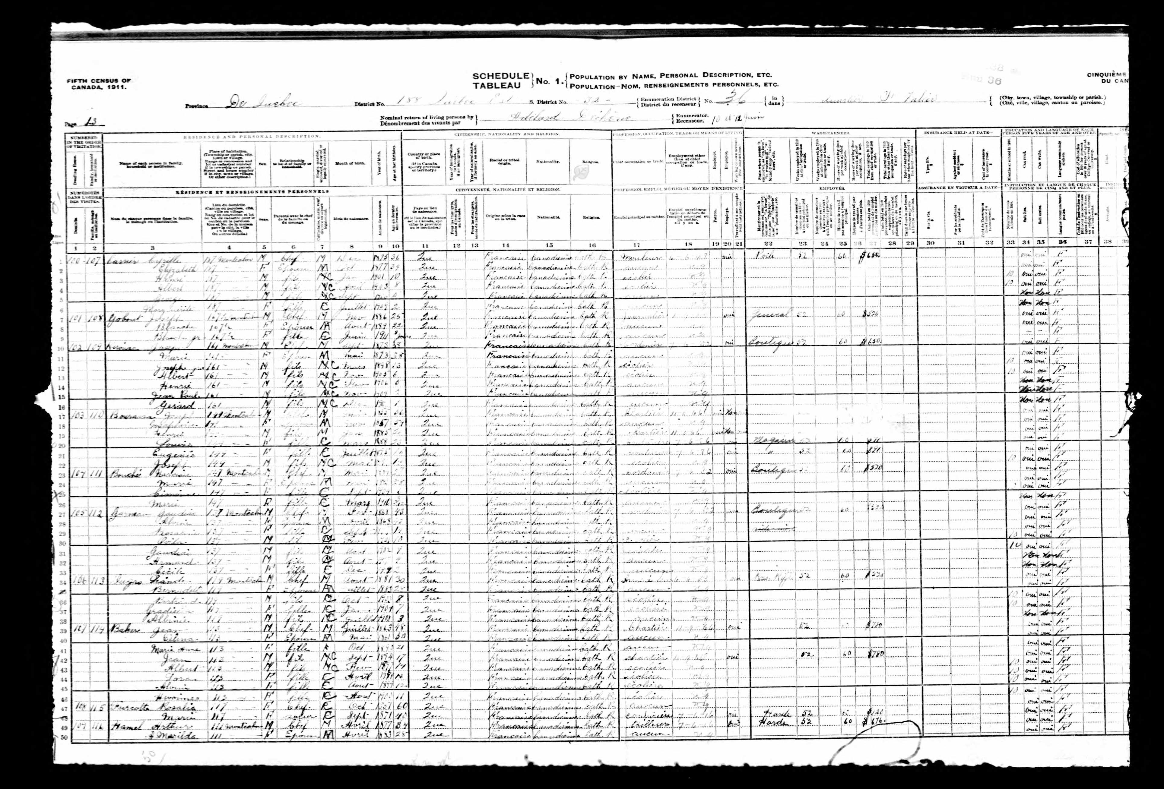 Recensement canadien 1911