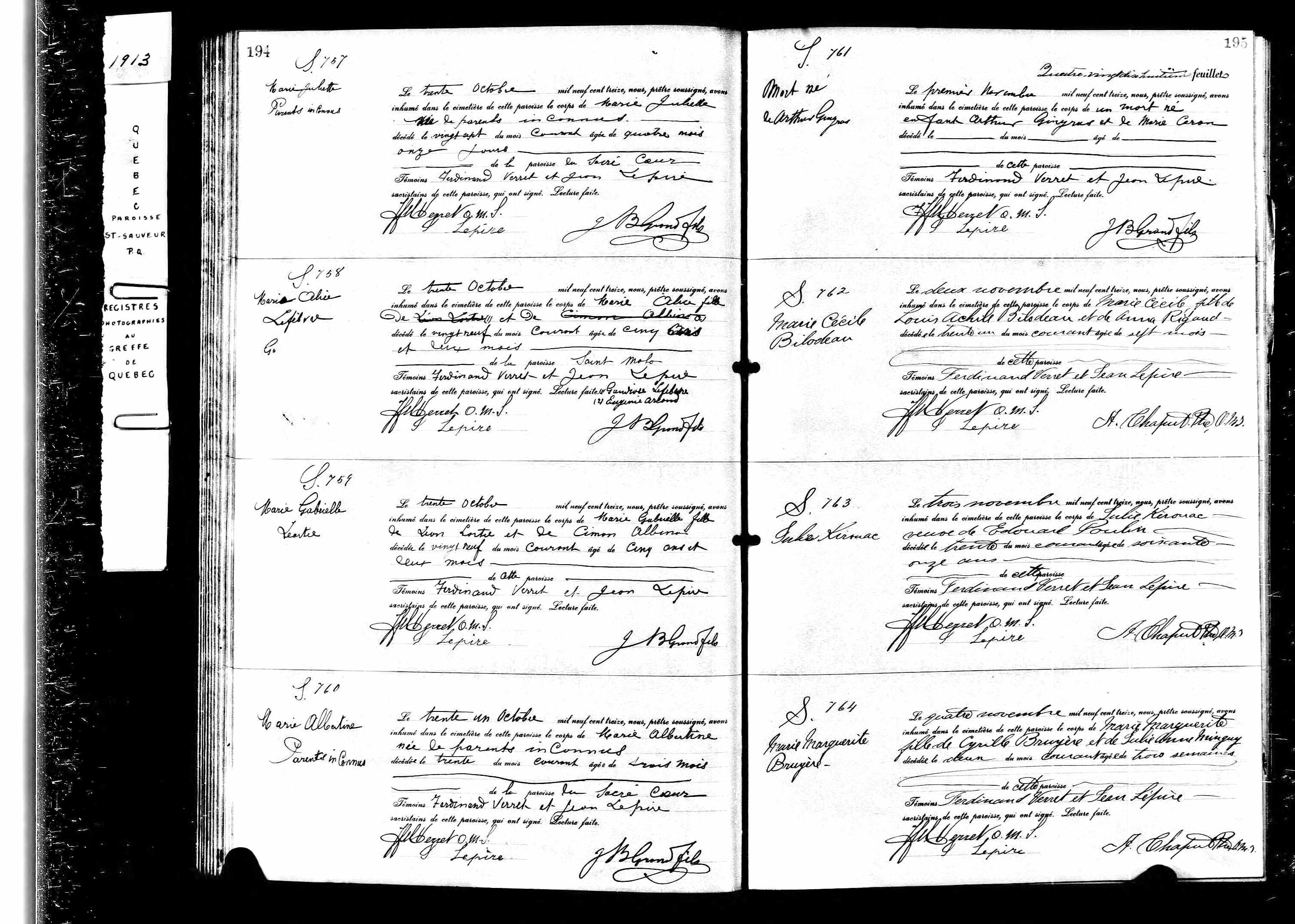 Acte de sépulture