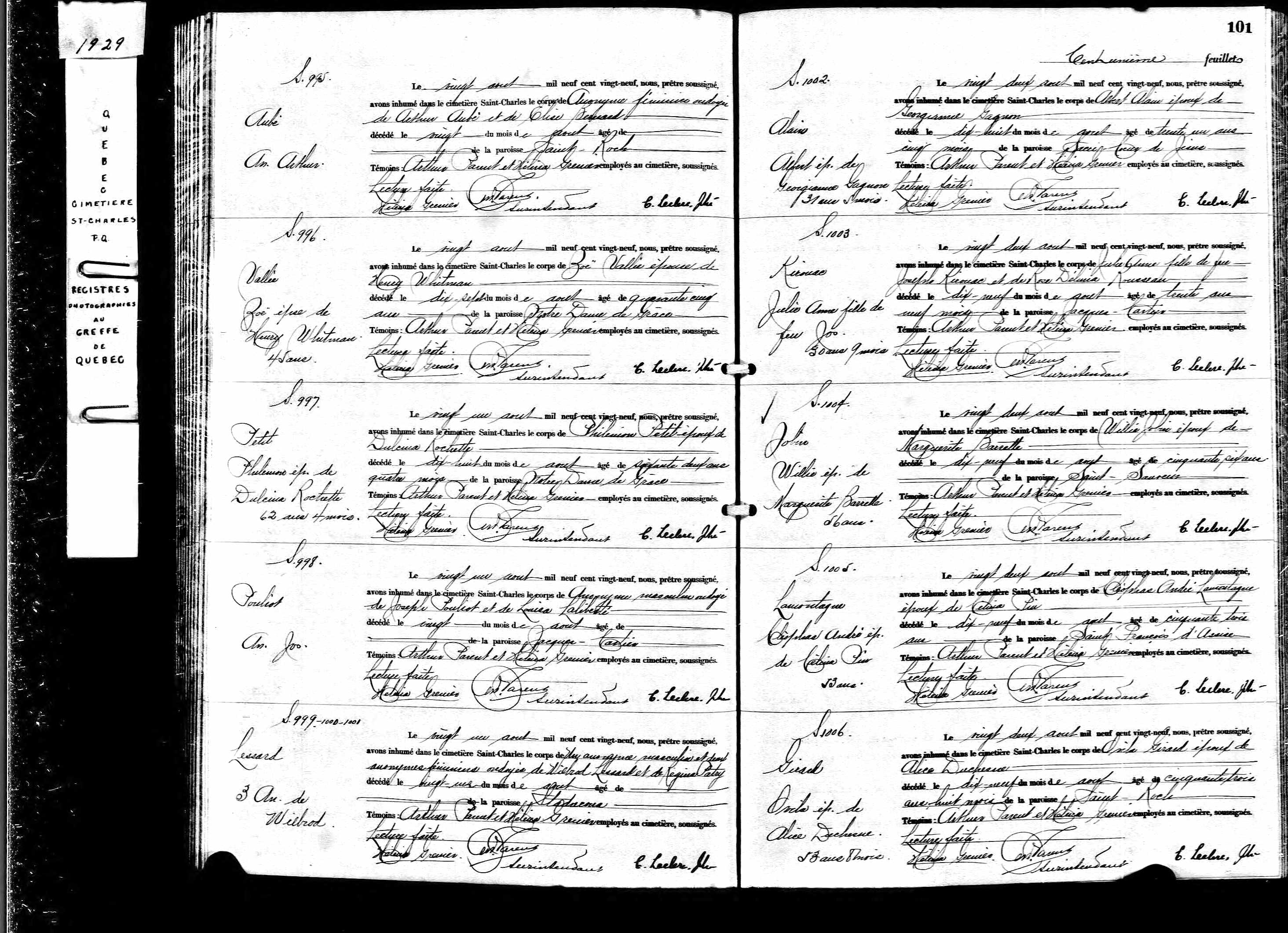 Acte de sépulture