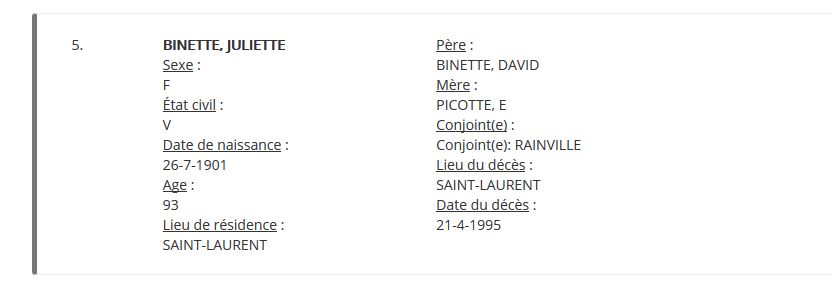 Mention du décès