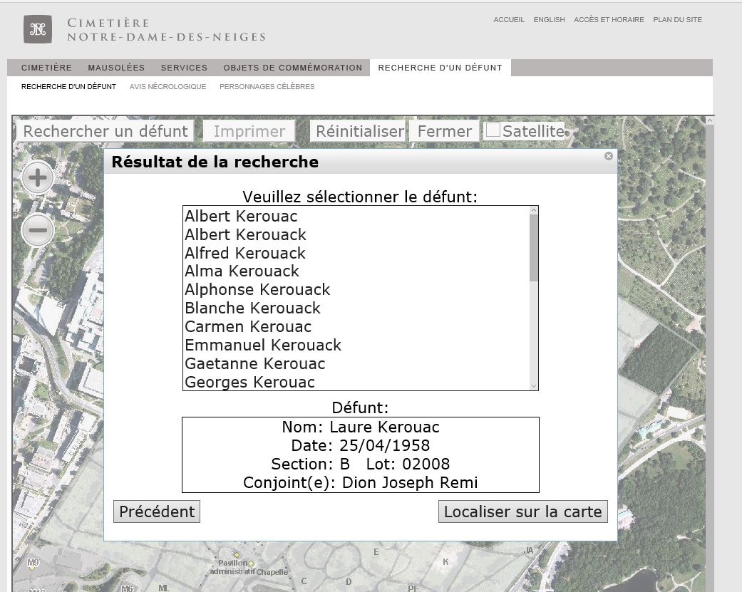 Mention du lieu de sépulture