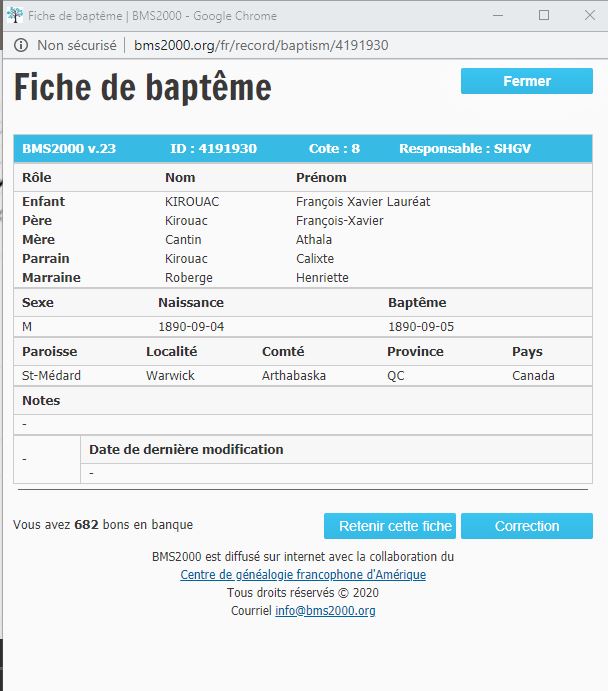 Fiche de baptême de la base de données BMS2000 Fiche de baptême de la base de données BMS2000