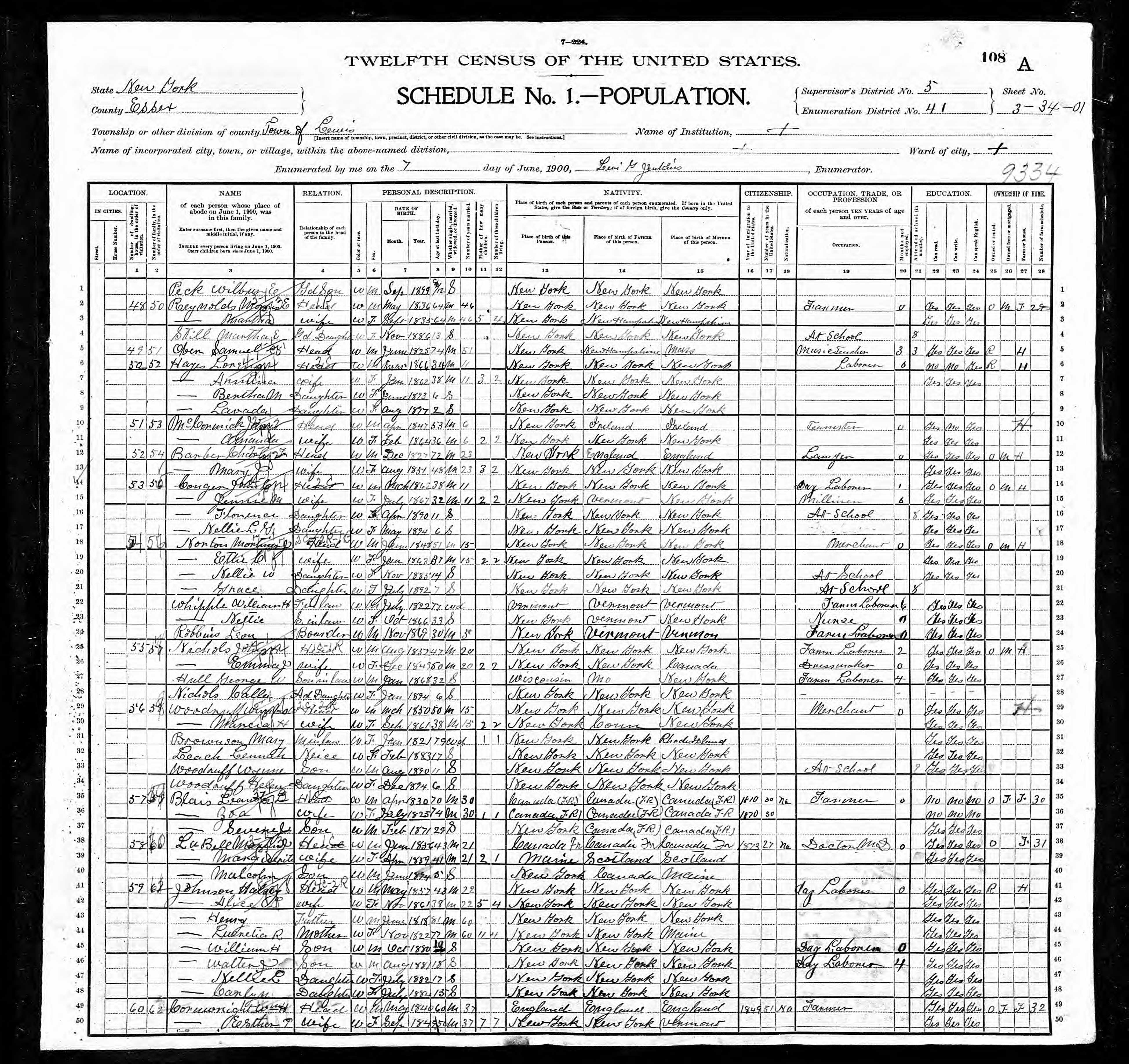 Recensement fédéral américain 1900