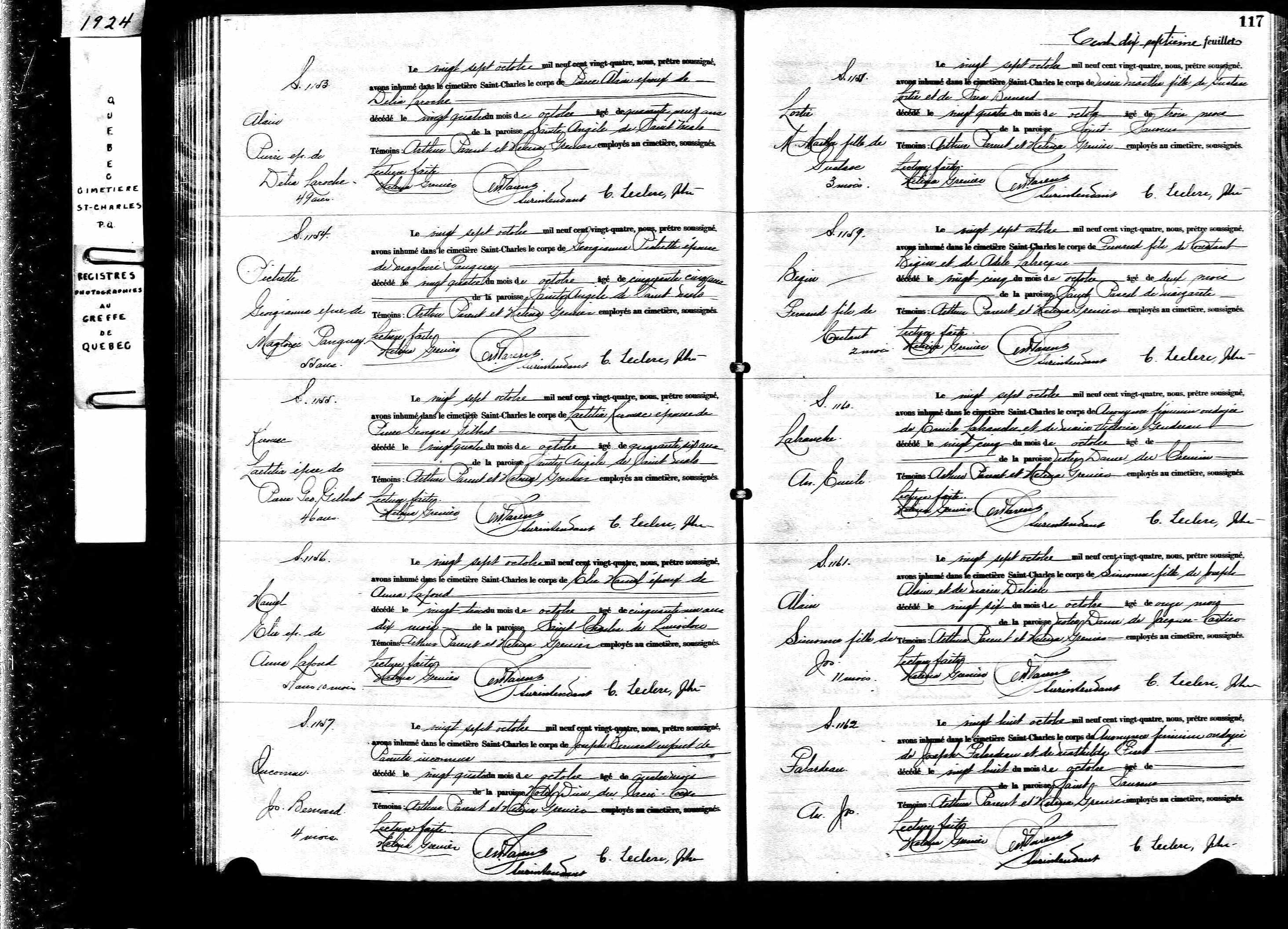 Acte de sépulture