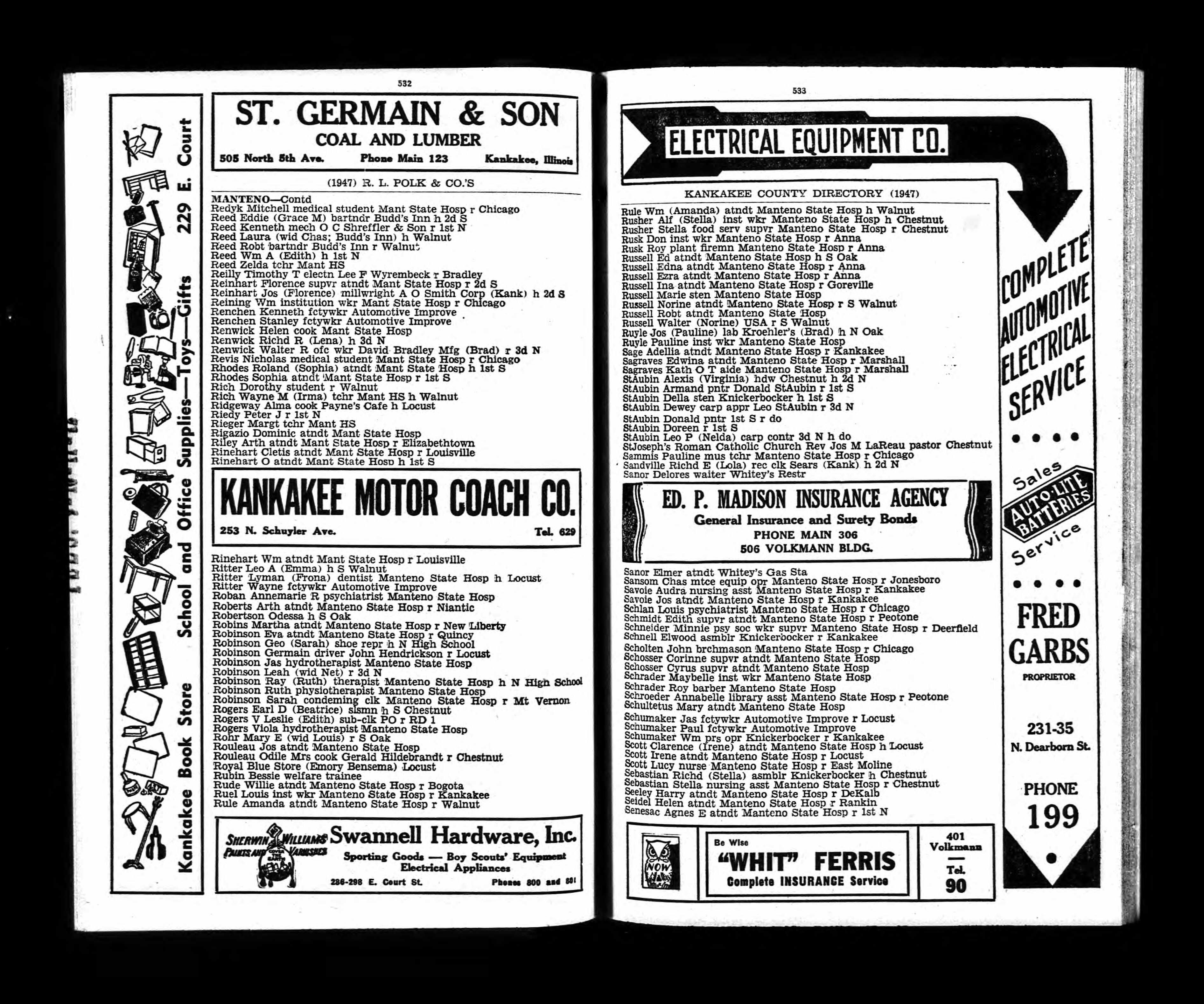 Annuaire de la ville de Kankakee (Illinois) en 1947
