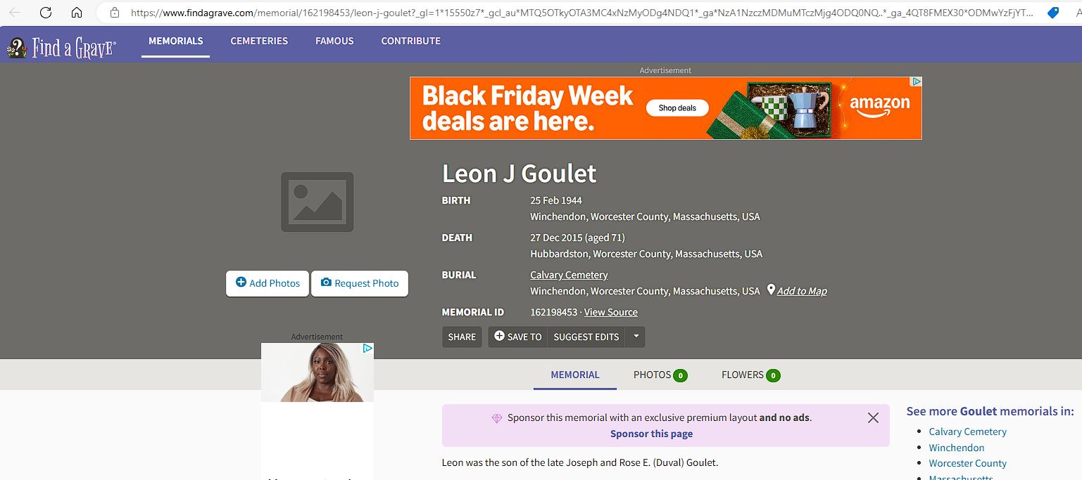 Mention de la sépulture