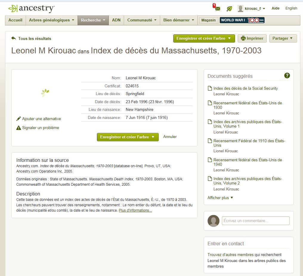 Mention de la date de naissance et de décès Mention de la date de naissance et de décès