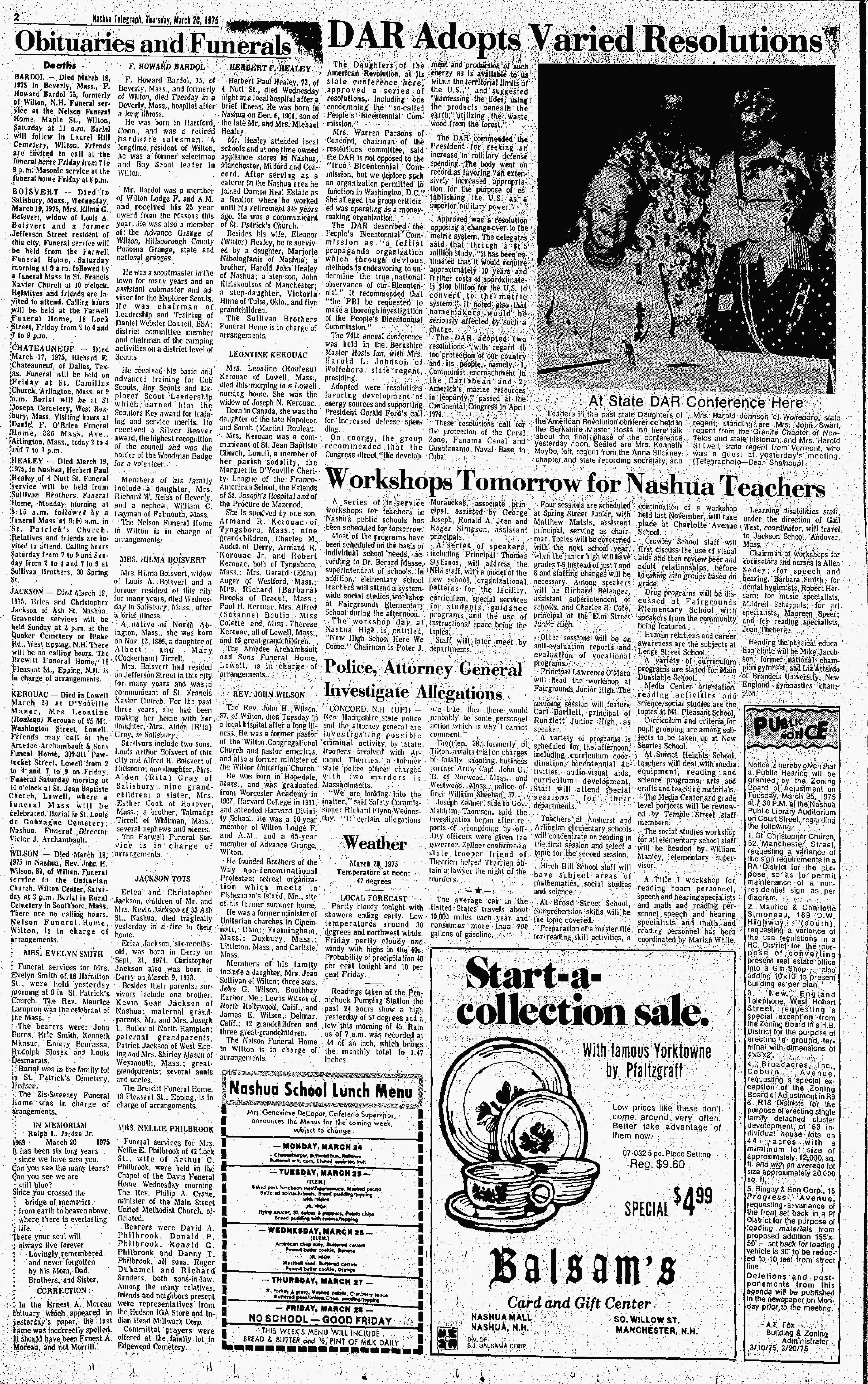 Nécrologie du Nashua Telegraph