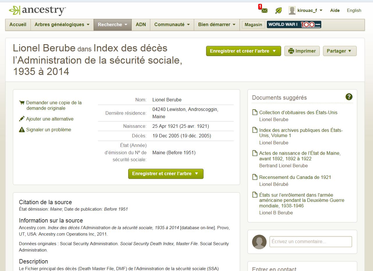 Mention de la date de naissance et de décès