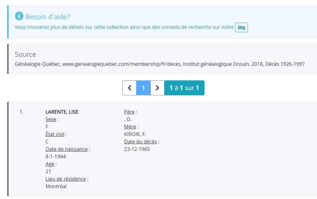 Mention du décès