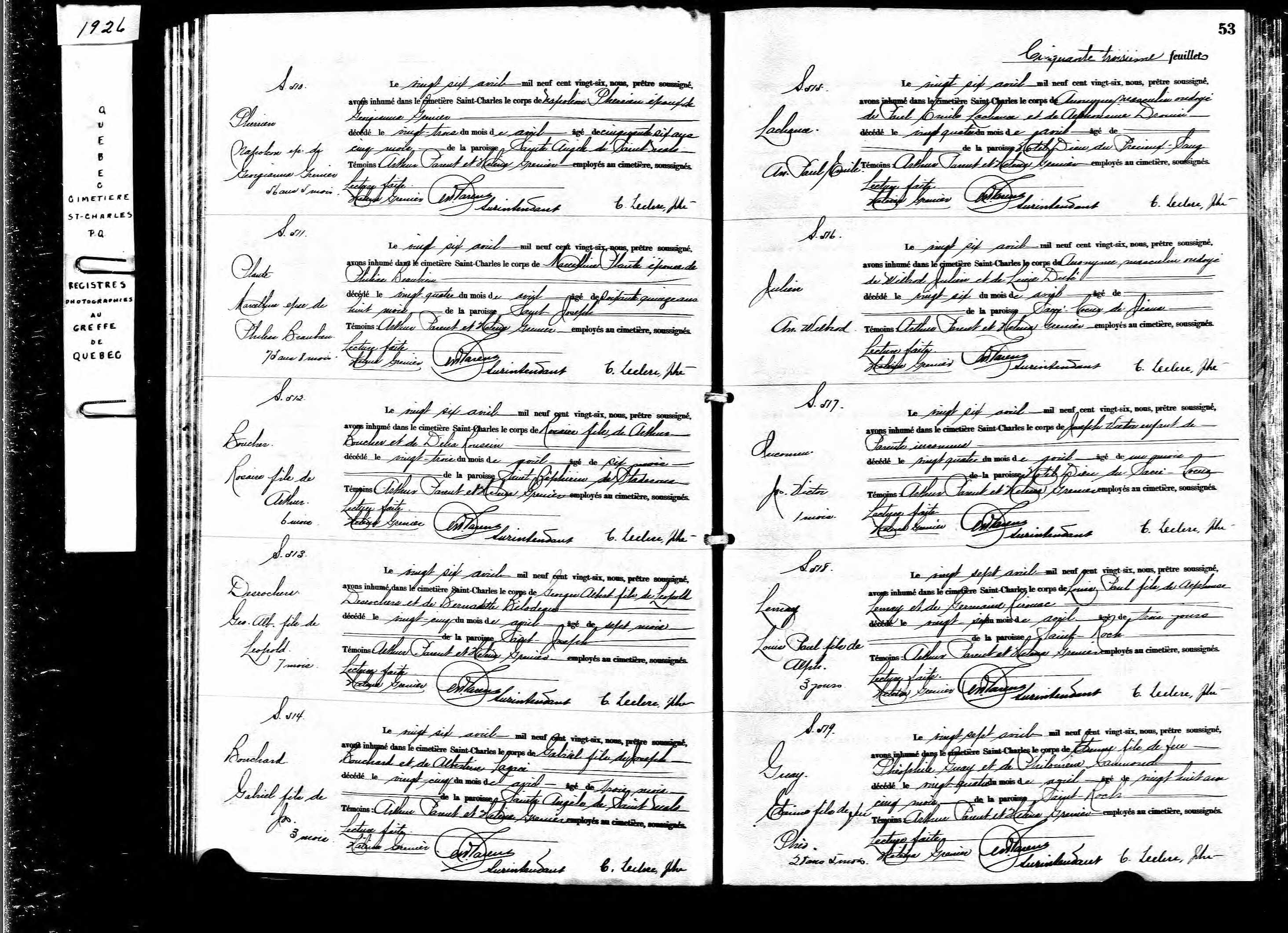 Acte de sépulture