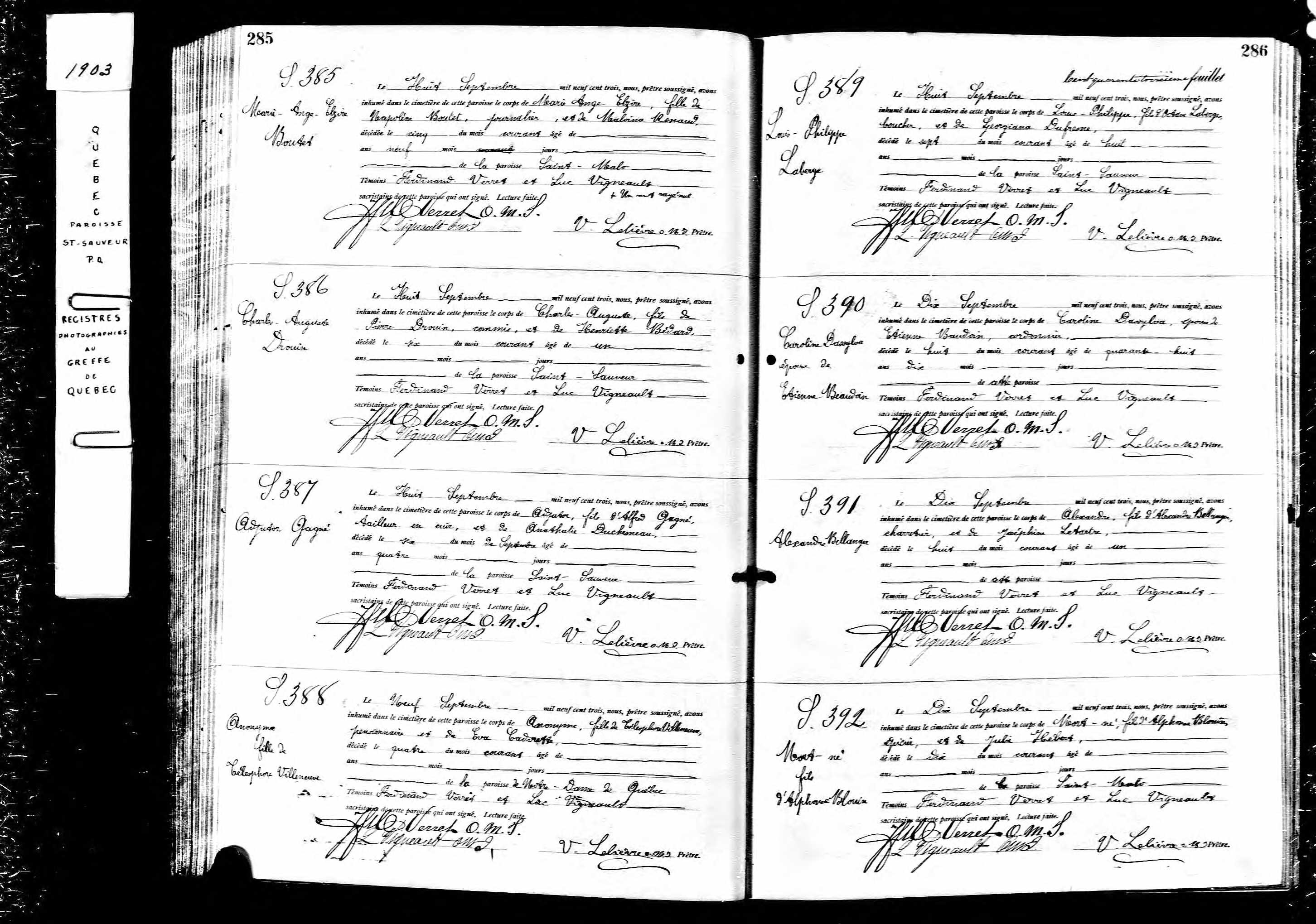 Acte de sépulture