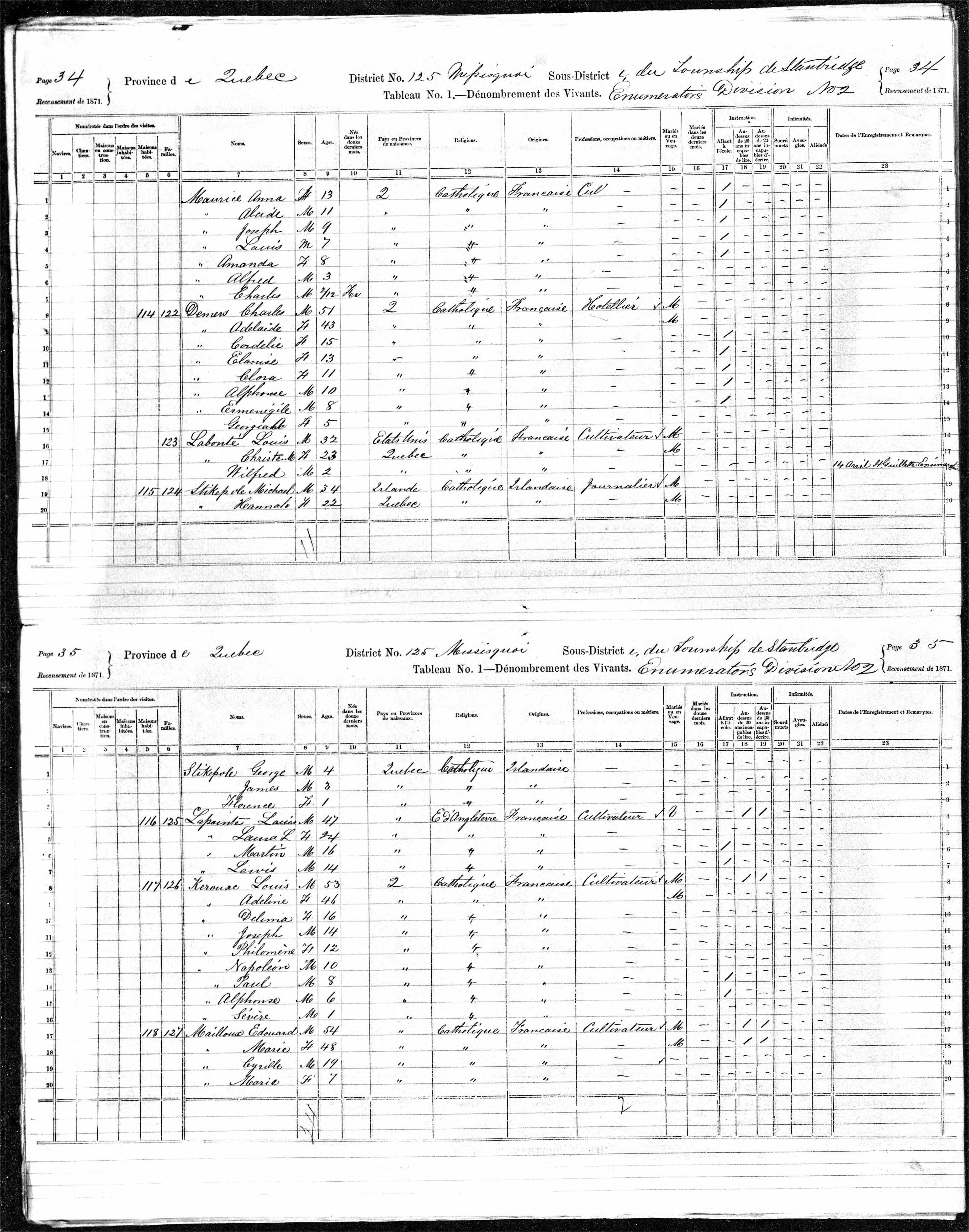 Recensement canadien 1871