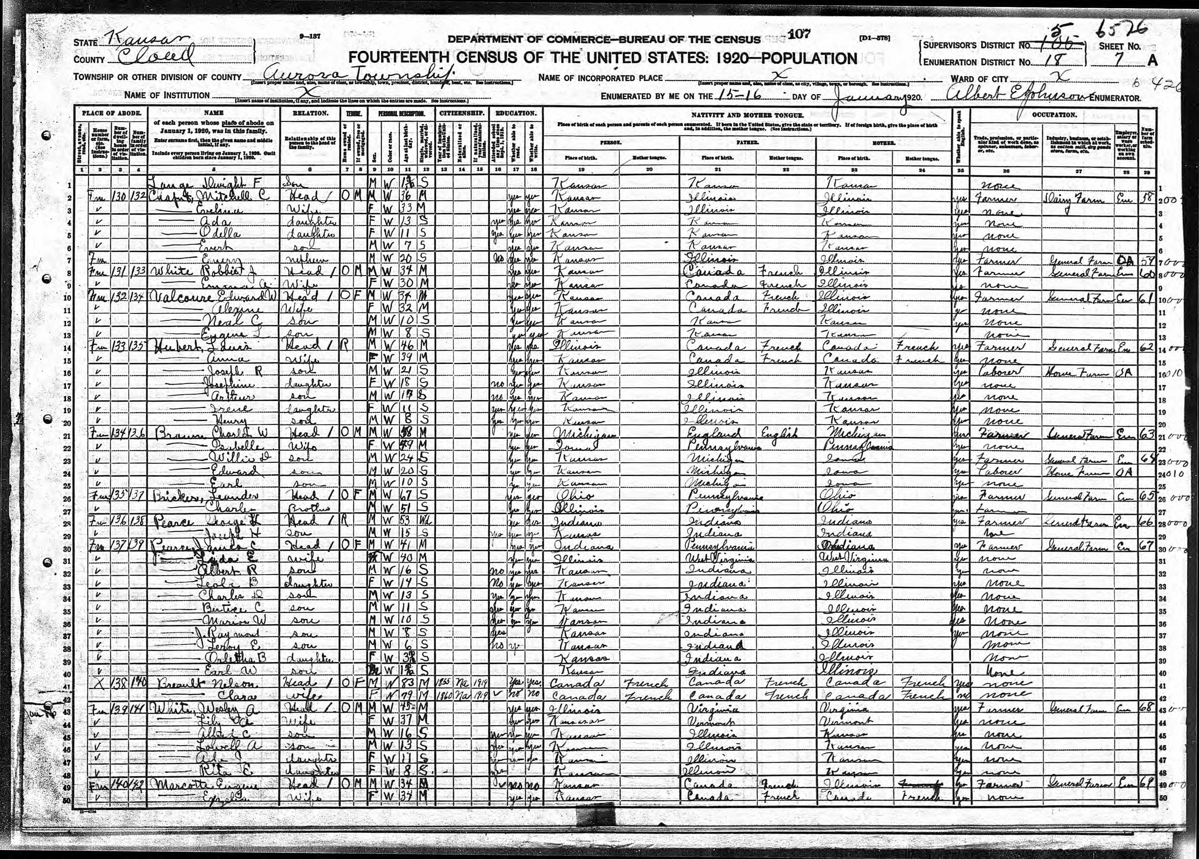 Recensement fédéral américain 1920