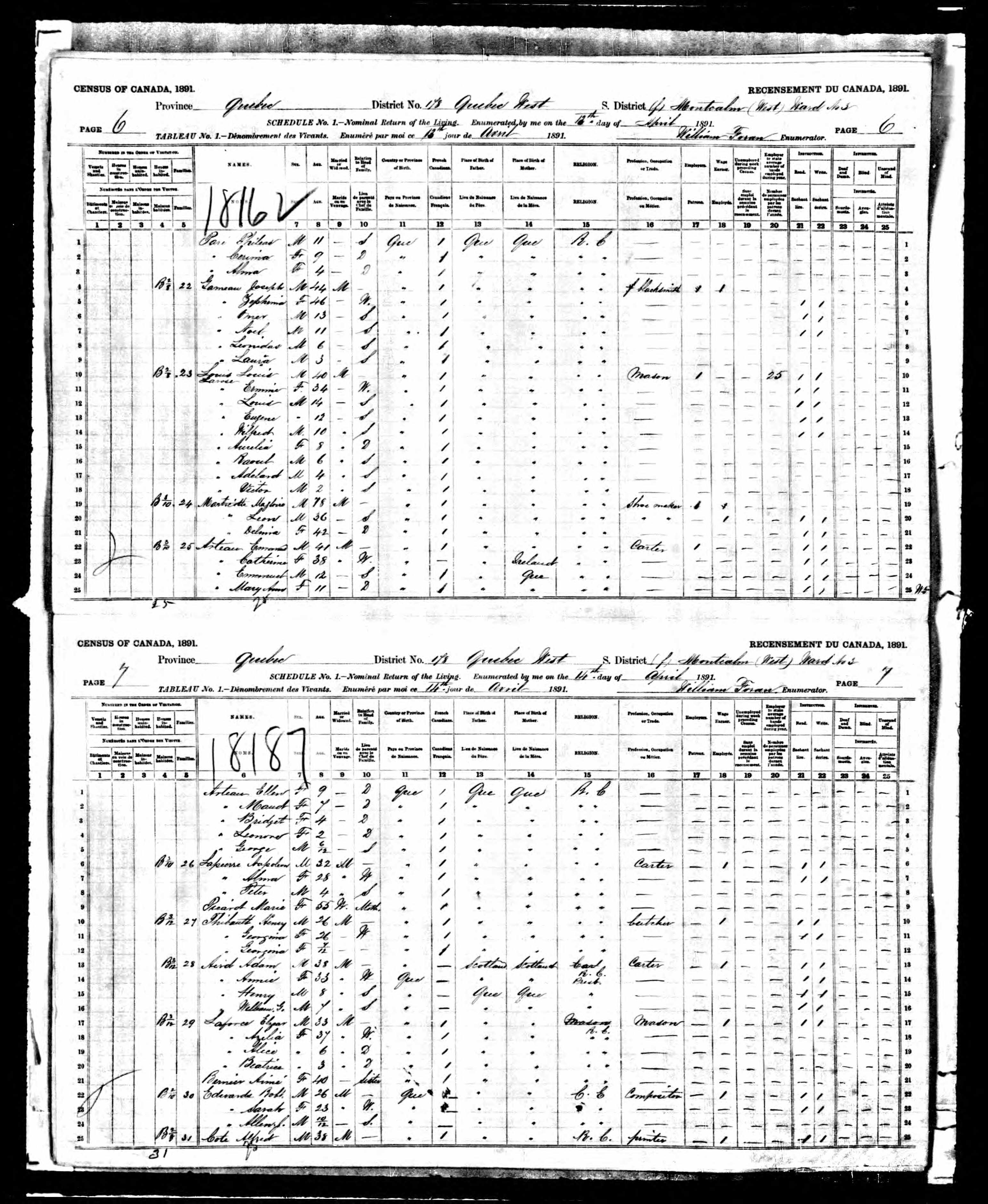 Recensement canadien 1891
