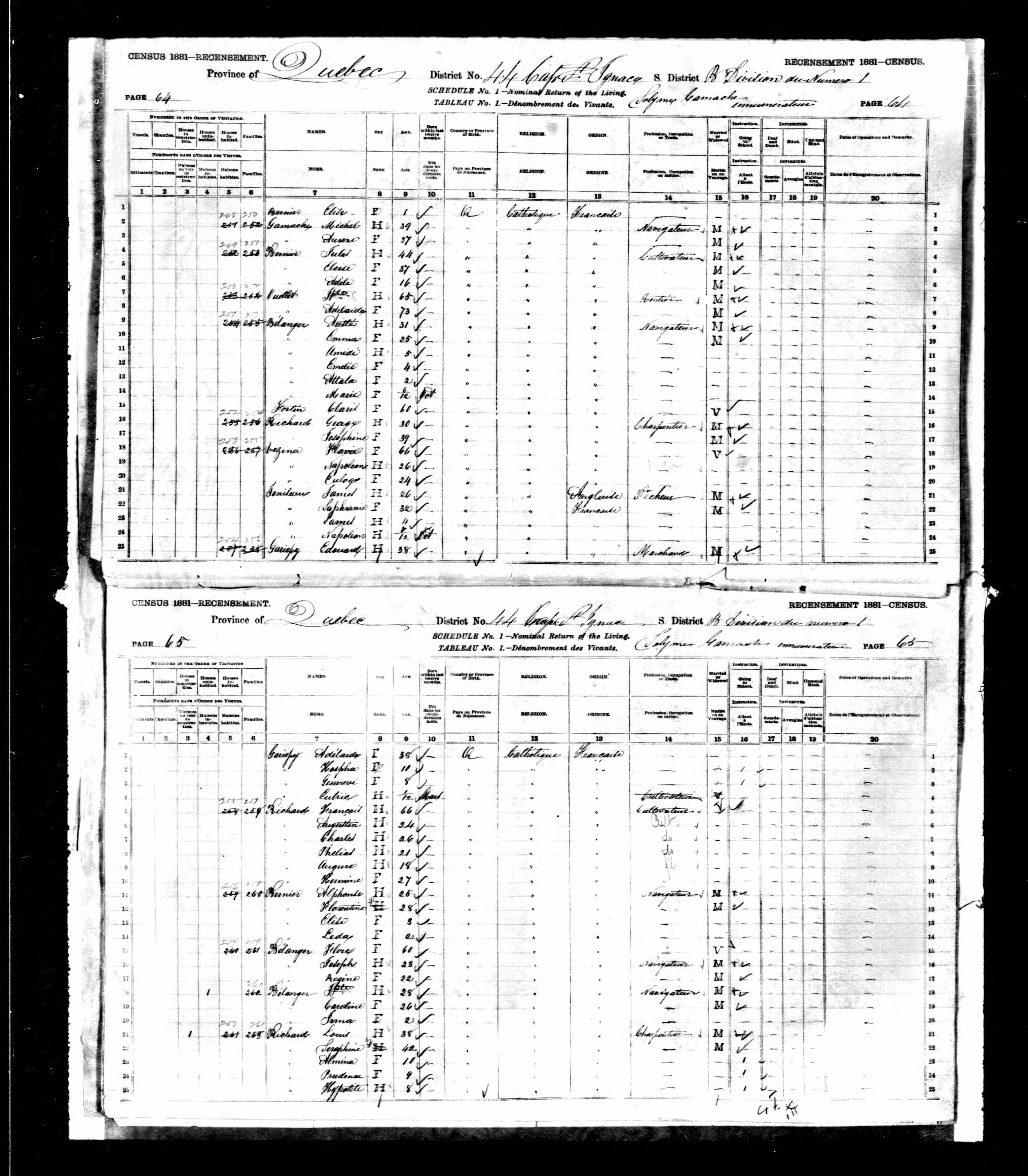 Recensement canadien 1881 Recensement canadien 1881