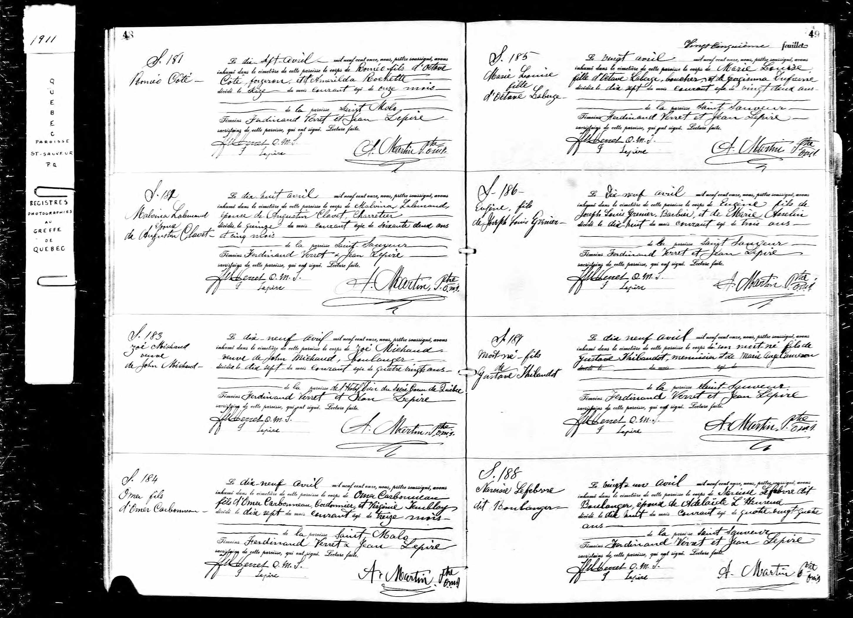 Acte de sépulture Acte de sépulture