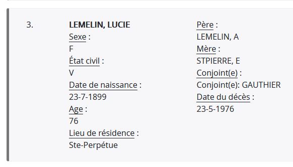Mention du décès