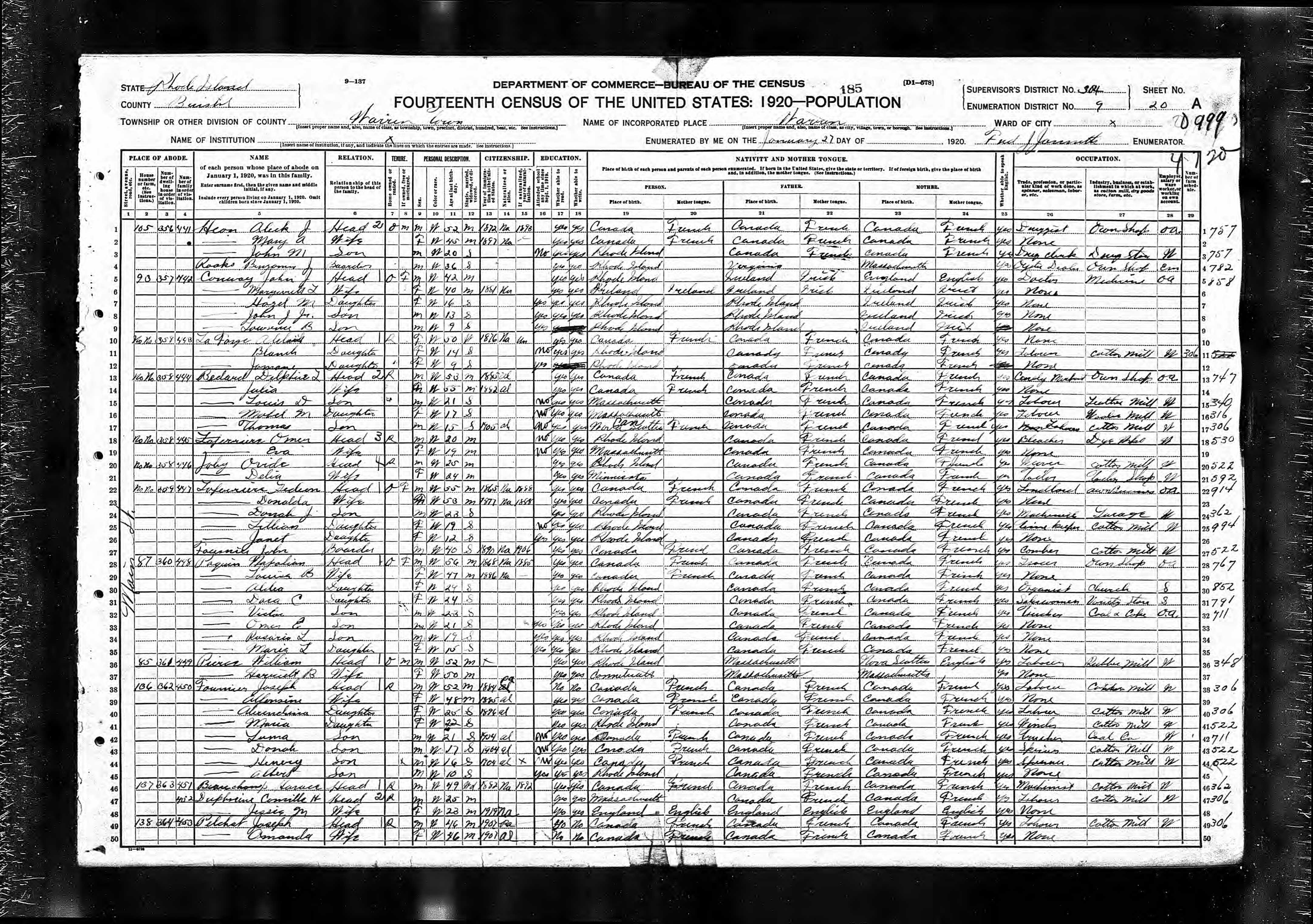 Recensement fédéral américain 1920