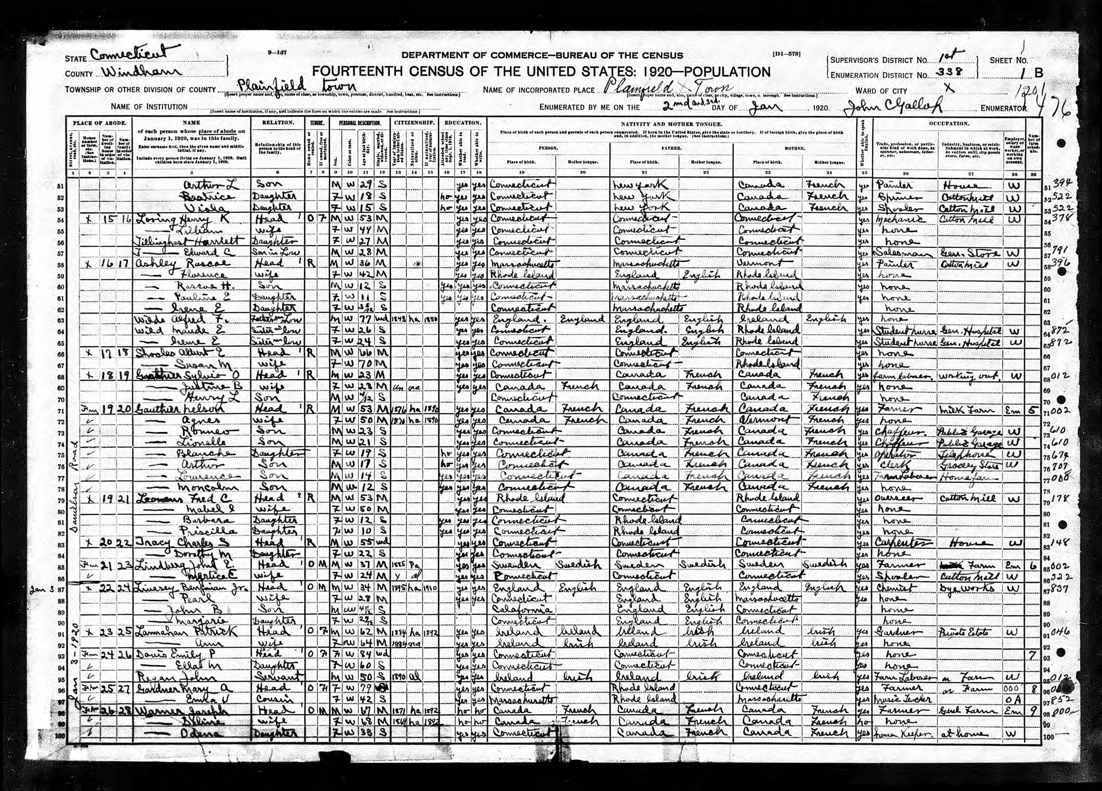 Recensement fédéral américain 1920