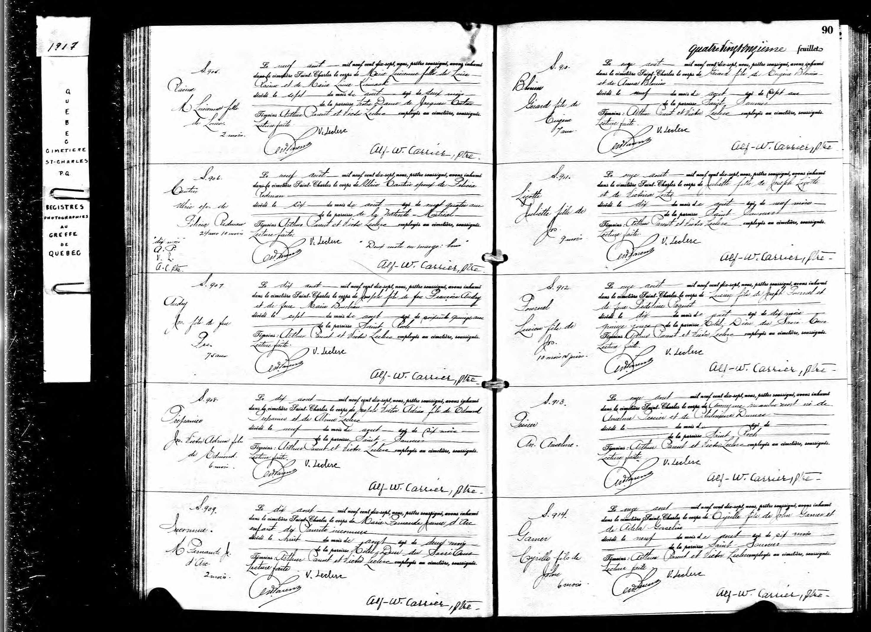 Acte de sépulture