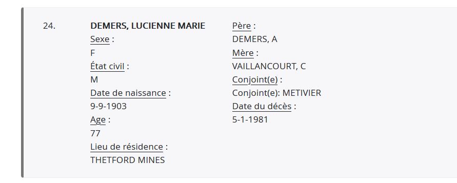 Mention du décès