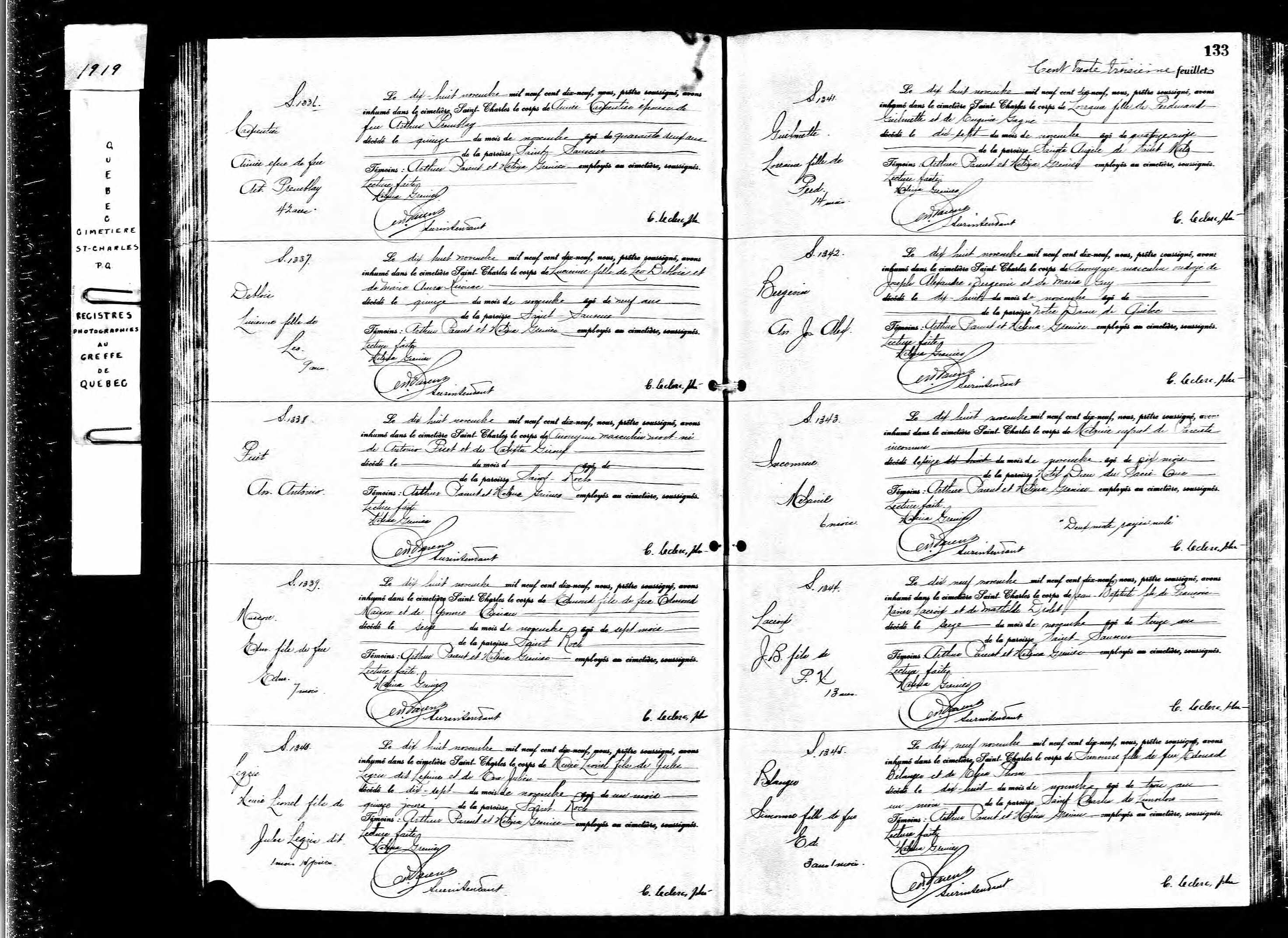 Acte de sépulture