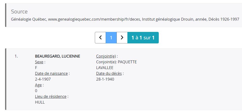 Mention du décès