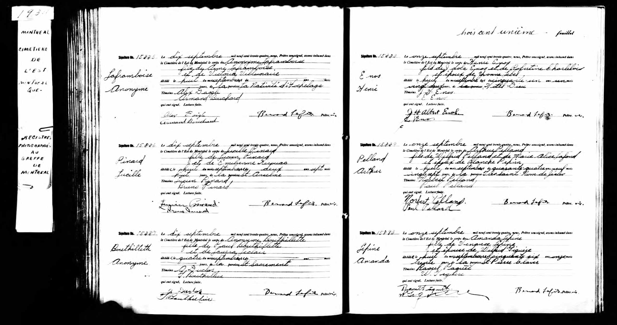 Acte de sépulture