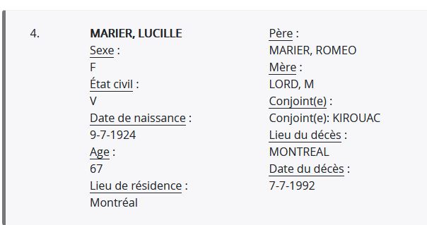 Mention du décès
