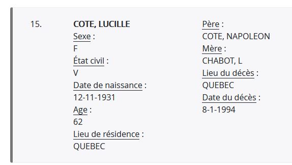 Mention du décès