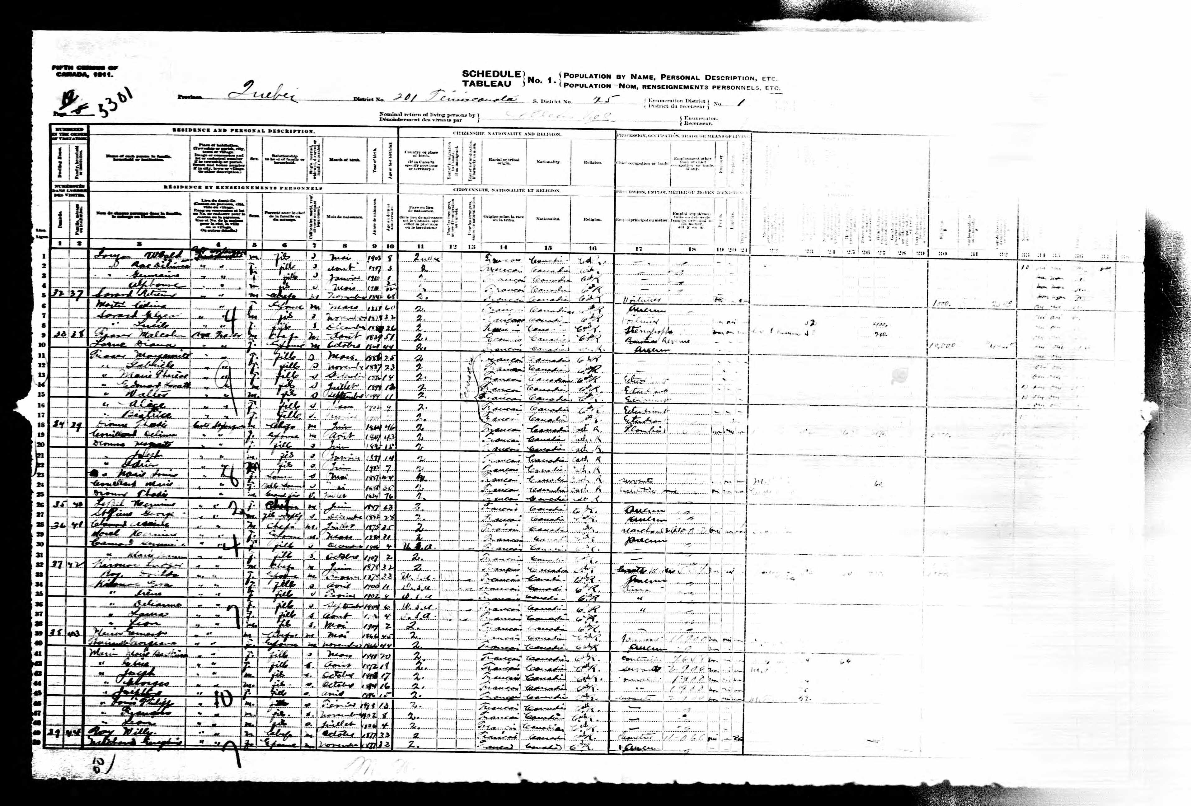 Recensement canadien 1911
