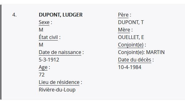 Mention du décès