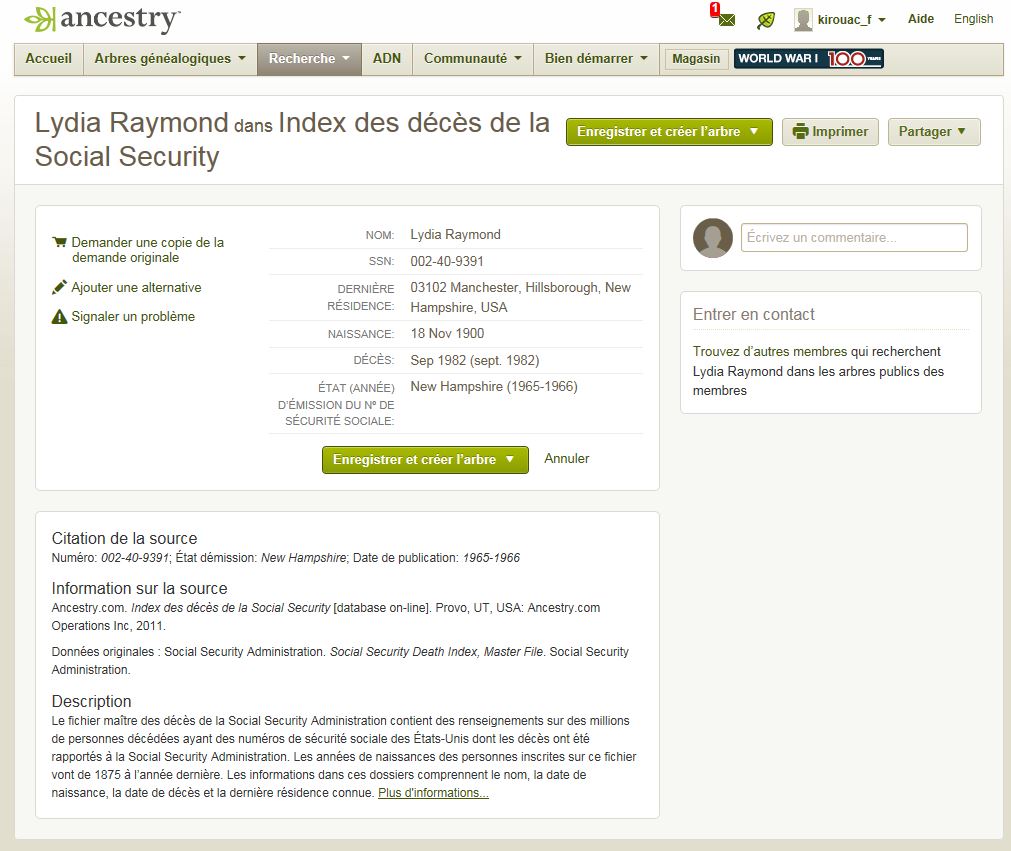 Mention de la date de naissance et de décès