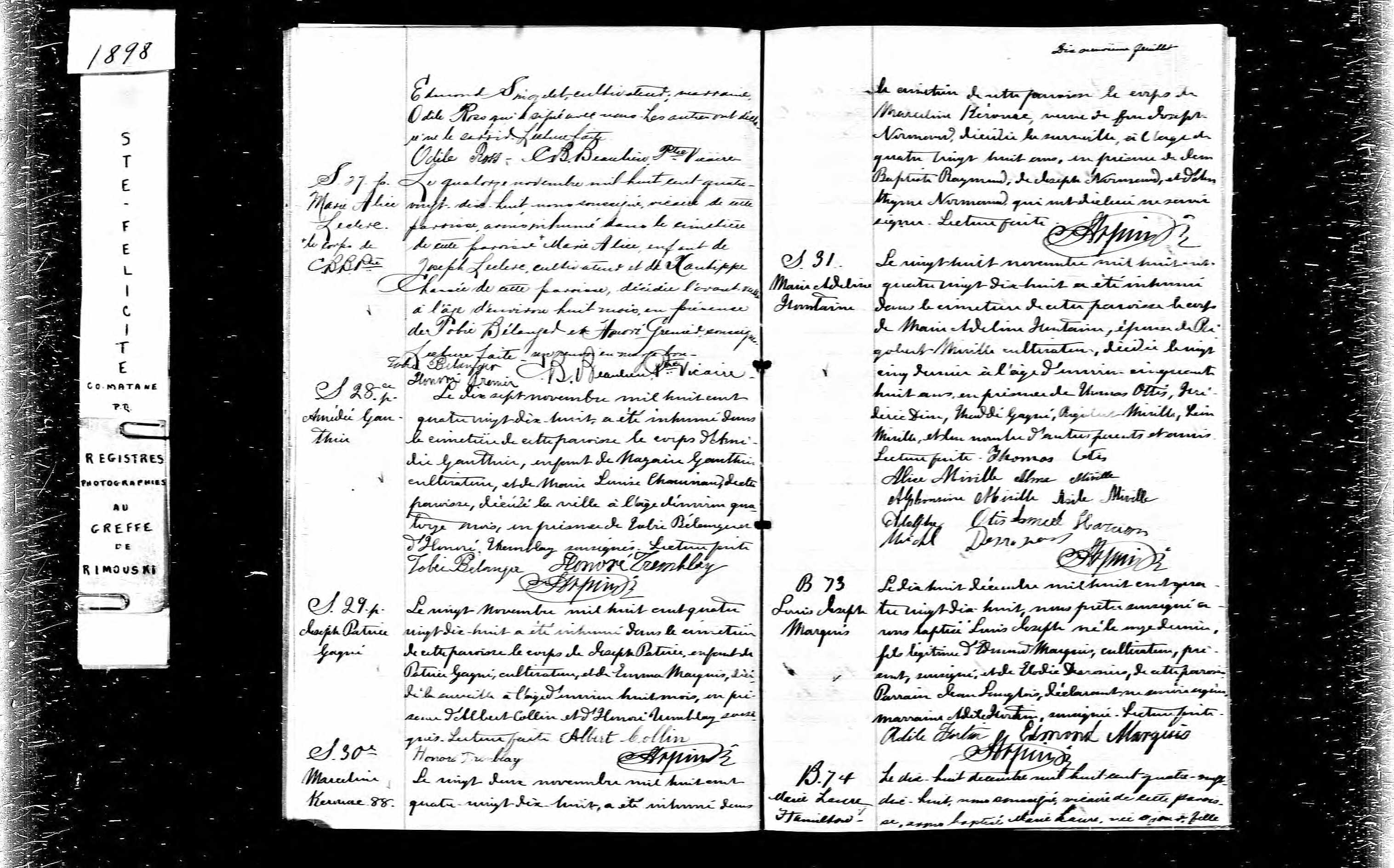 Acte de sépulture