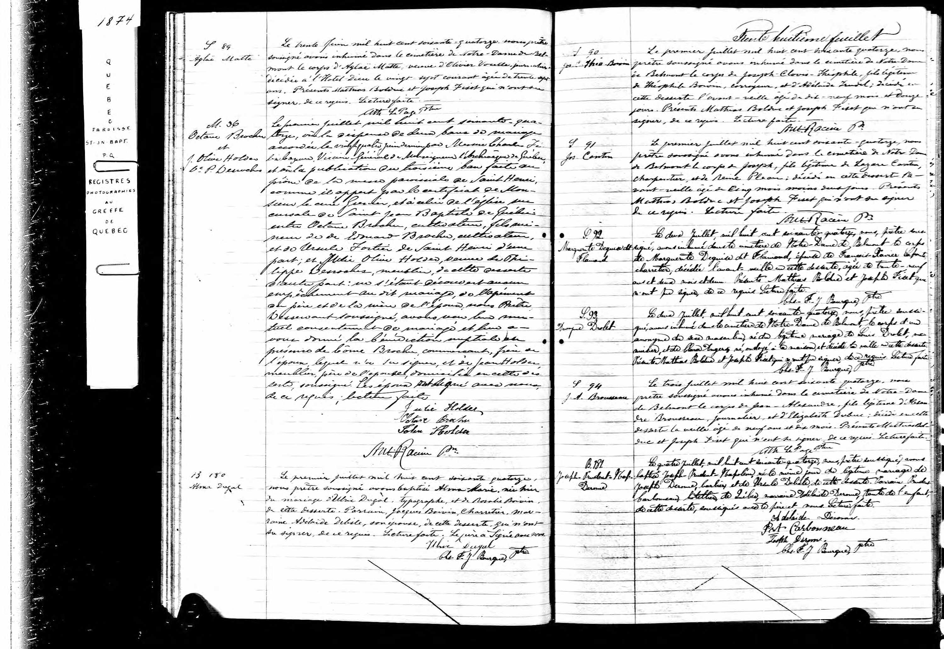 Acte de sépulture Acte de sépulture