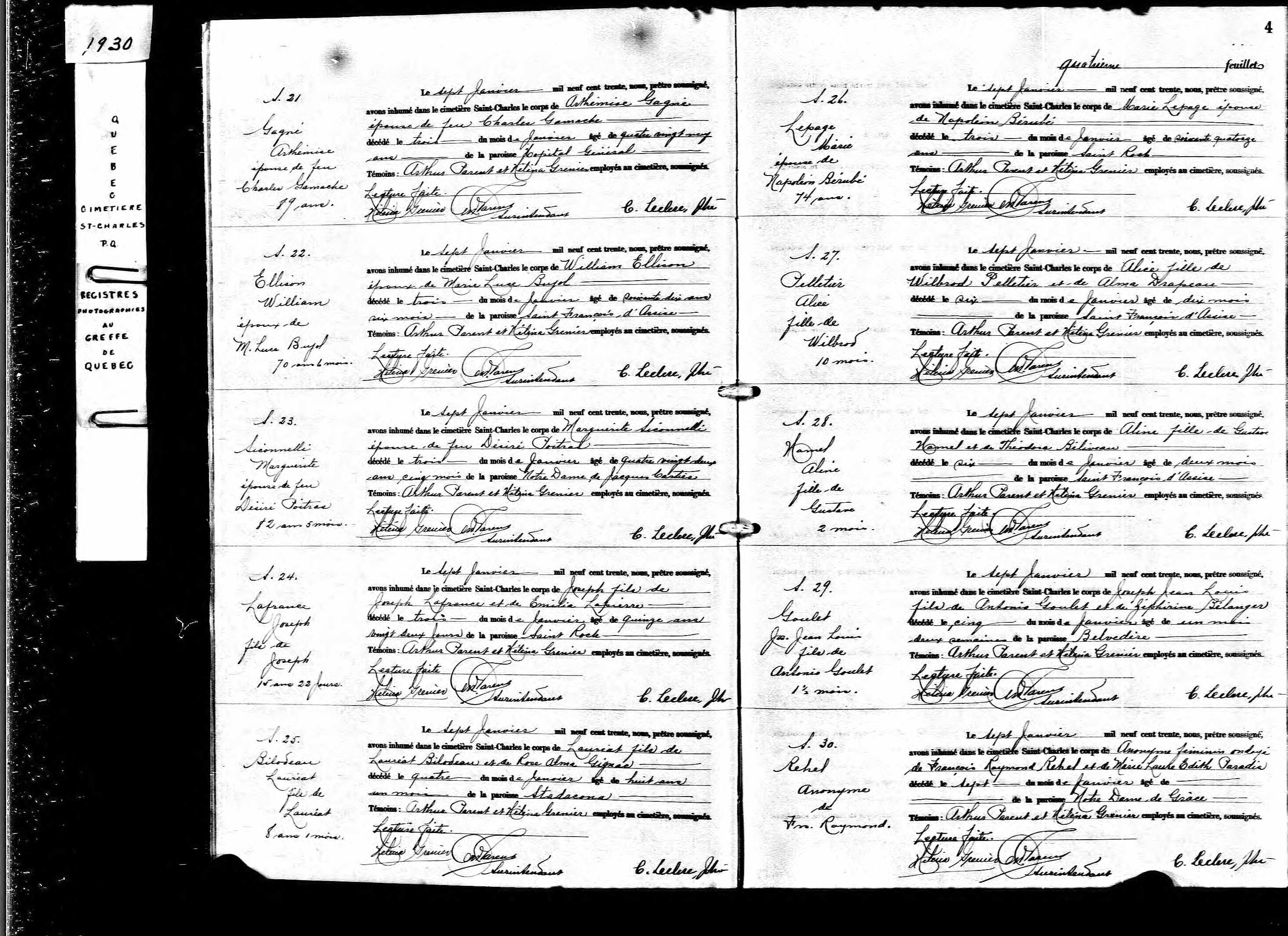 Acte de sépulture
