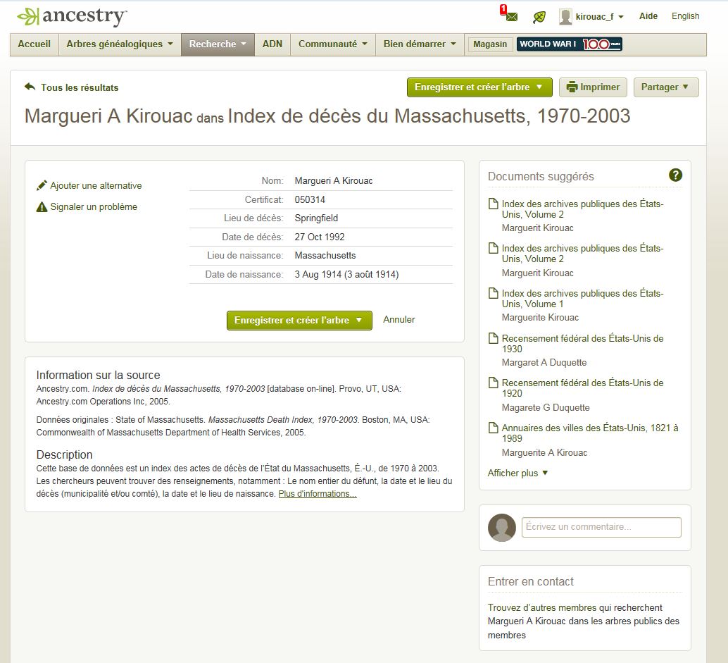 Mention de la date de naissance et de décès