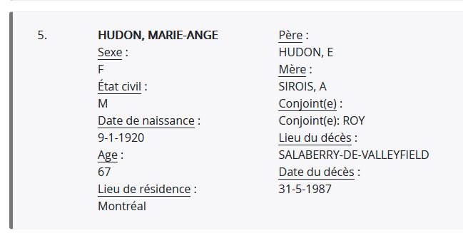 Mention du décès