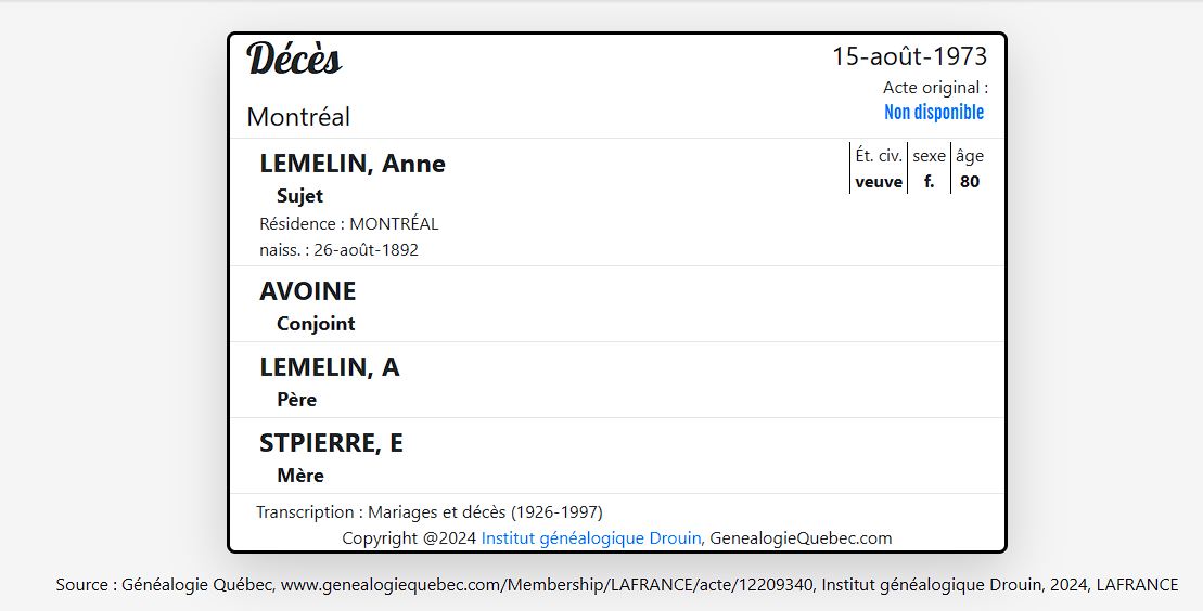 Mention du décès Mention du décès