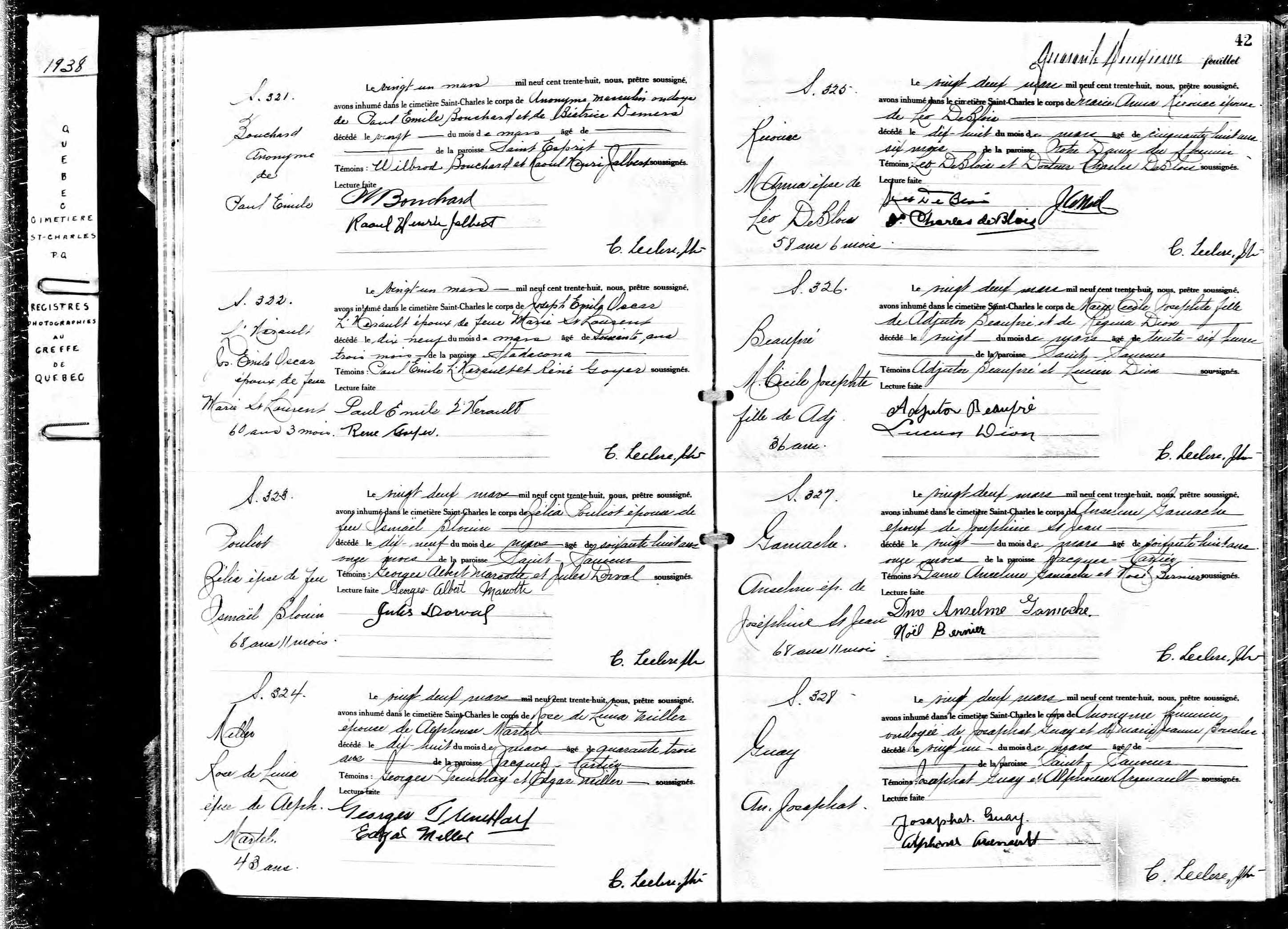 Acte de sépulture