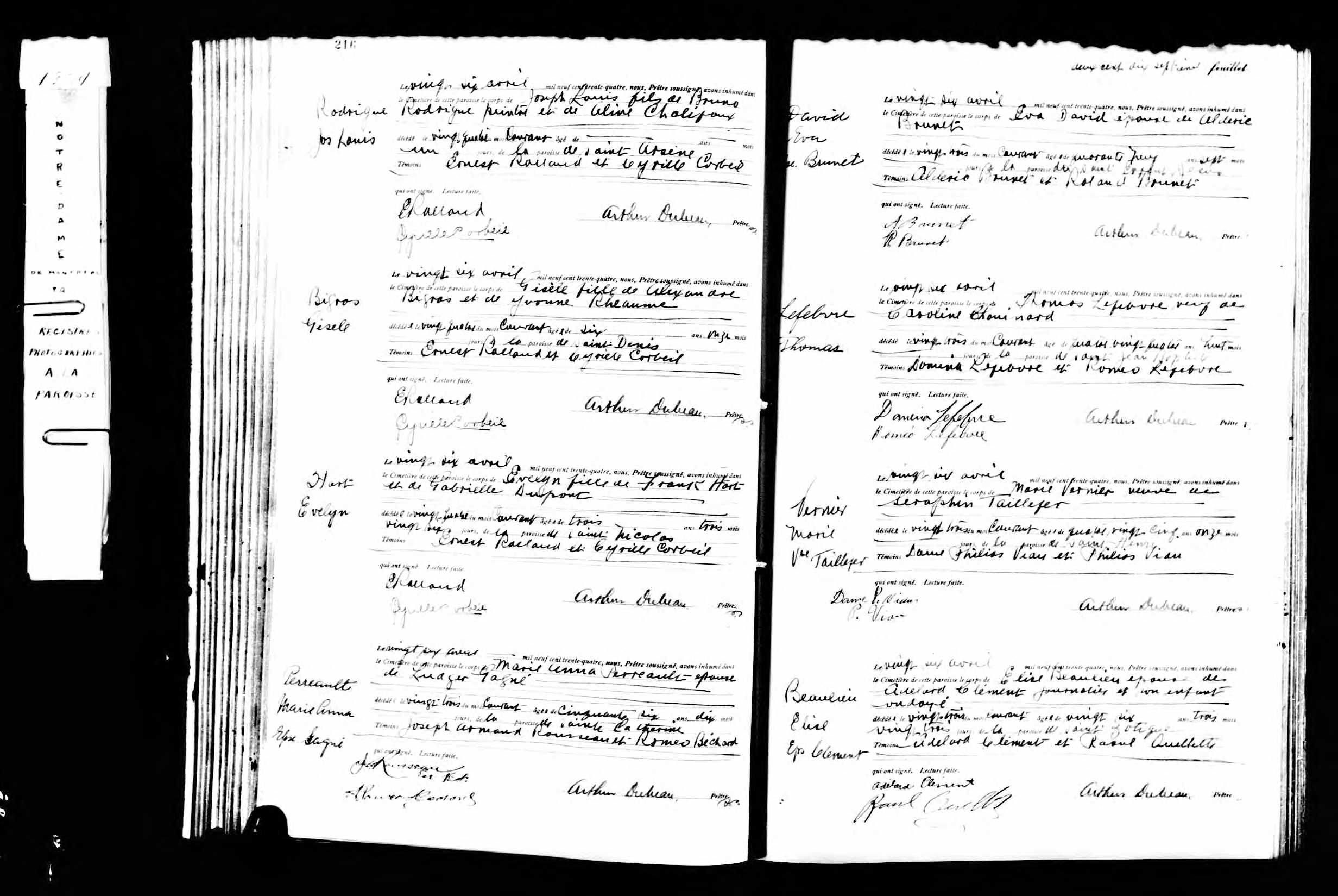 Acte de sépulture Acte de sépulture