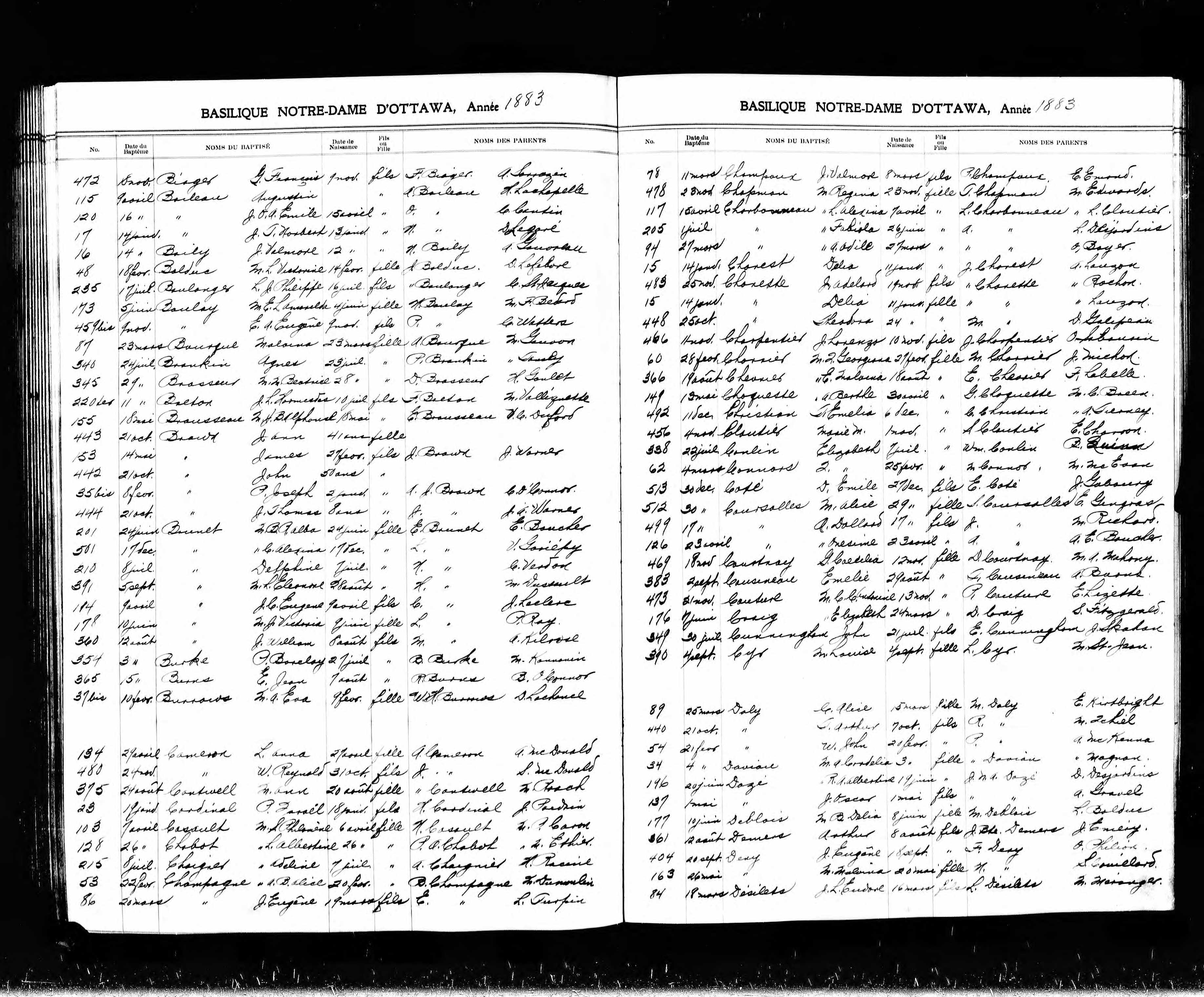 Enregistrement de la naissance