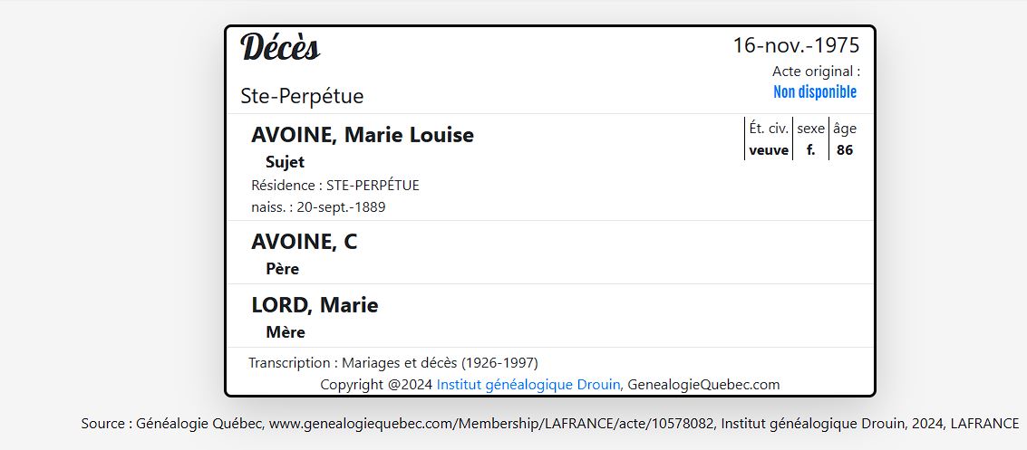 Mention du décès