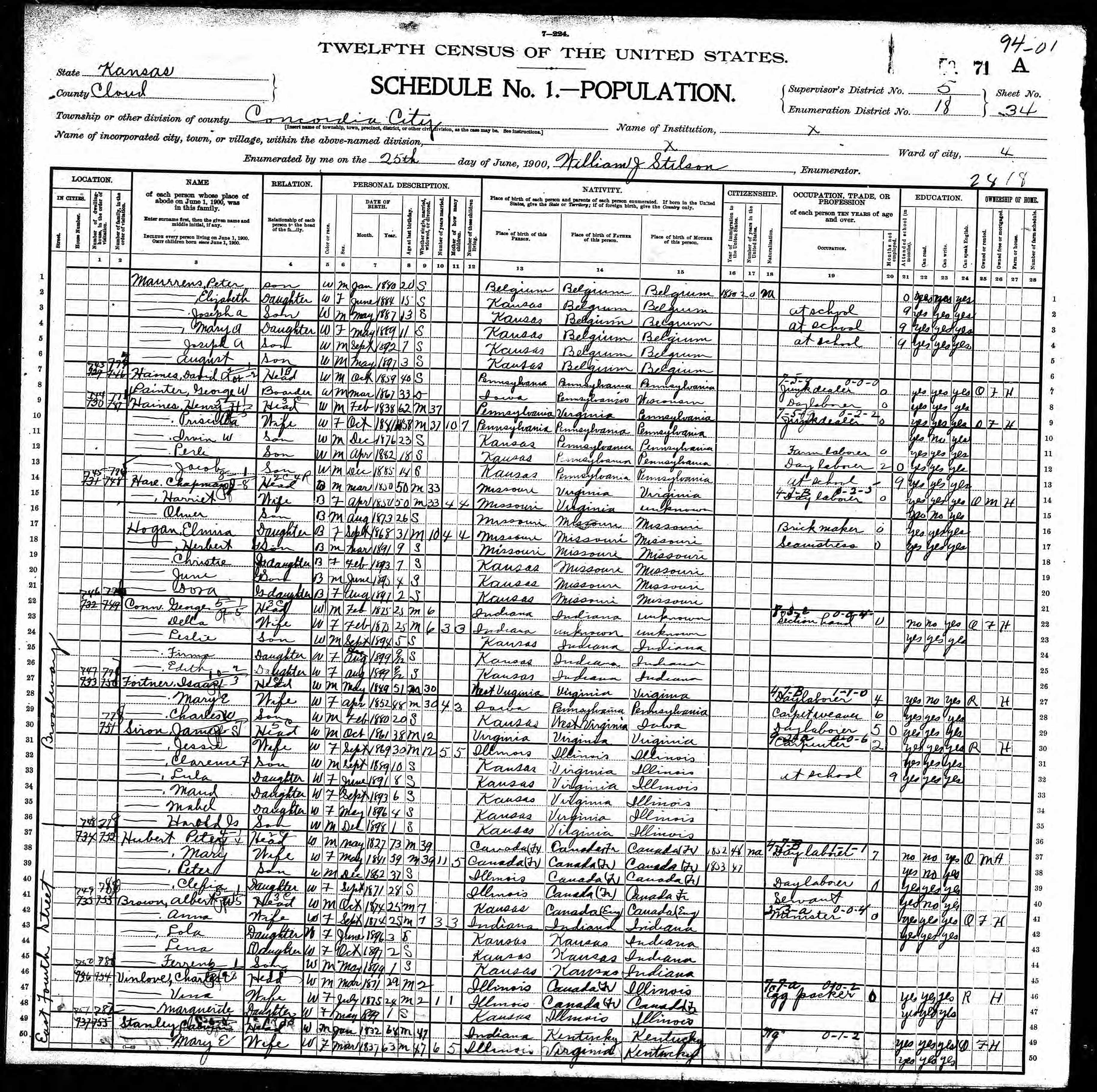 Recensement fédéral américain 1900