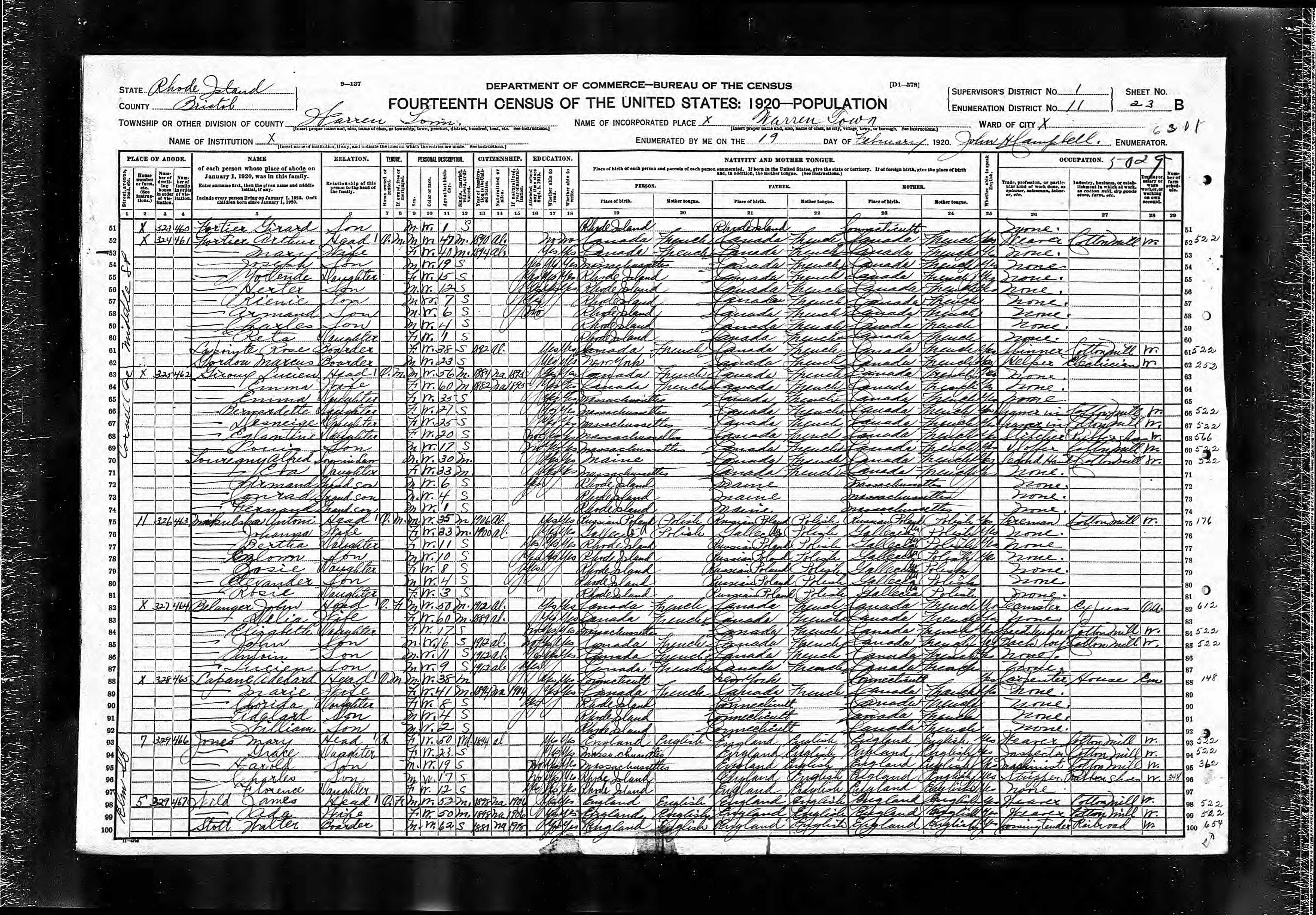Recensement fédéral américain 1920