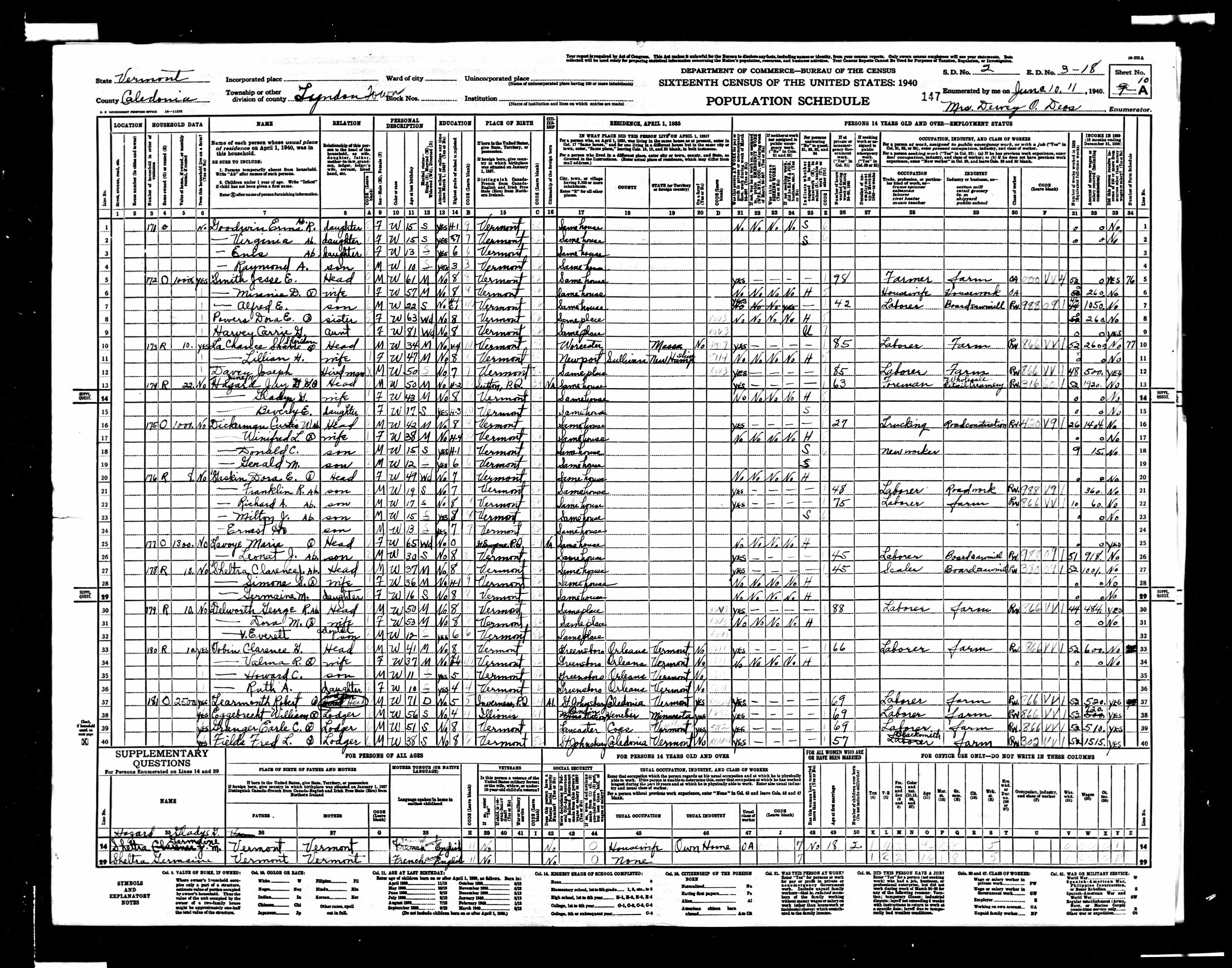 Recensement fédéral américain 1940