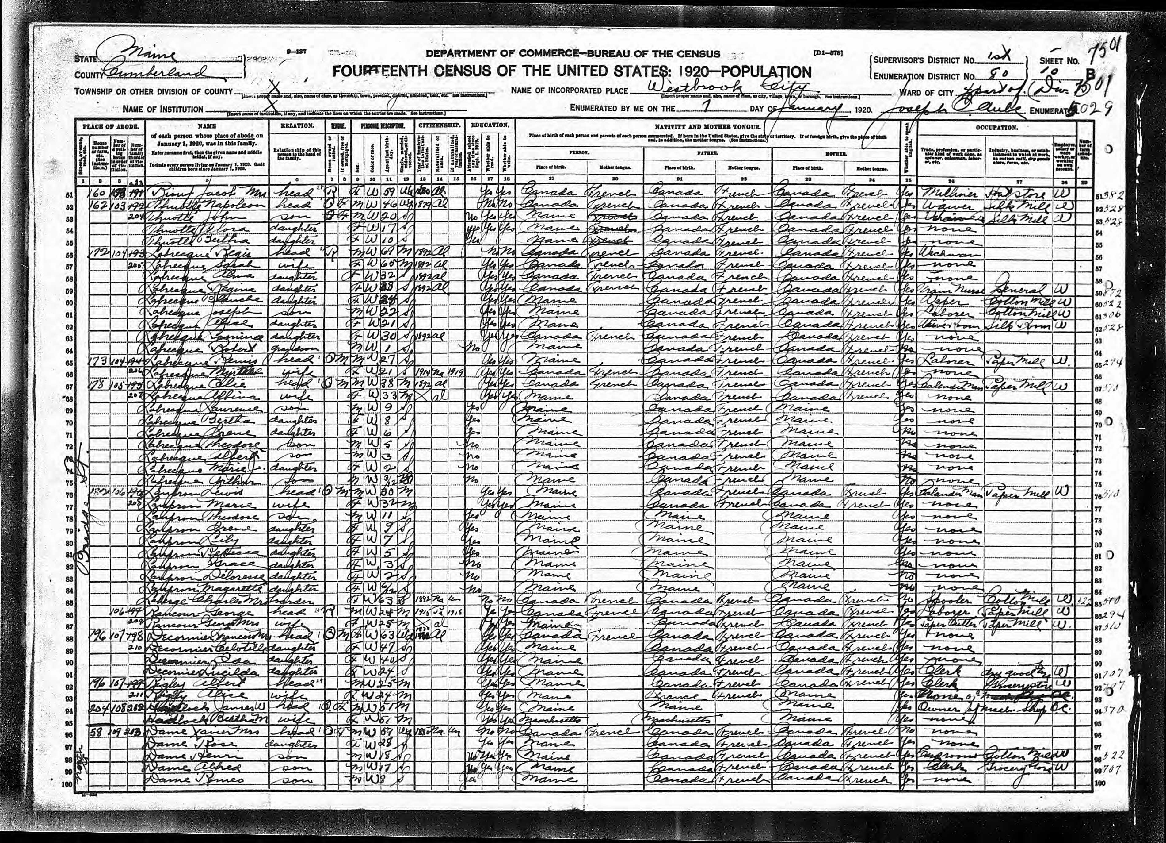 Recensement fédéral américain 1920