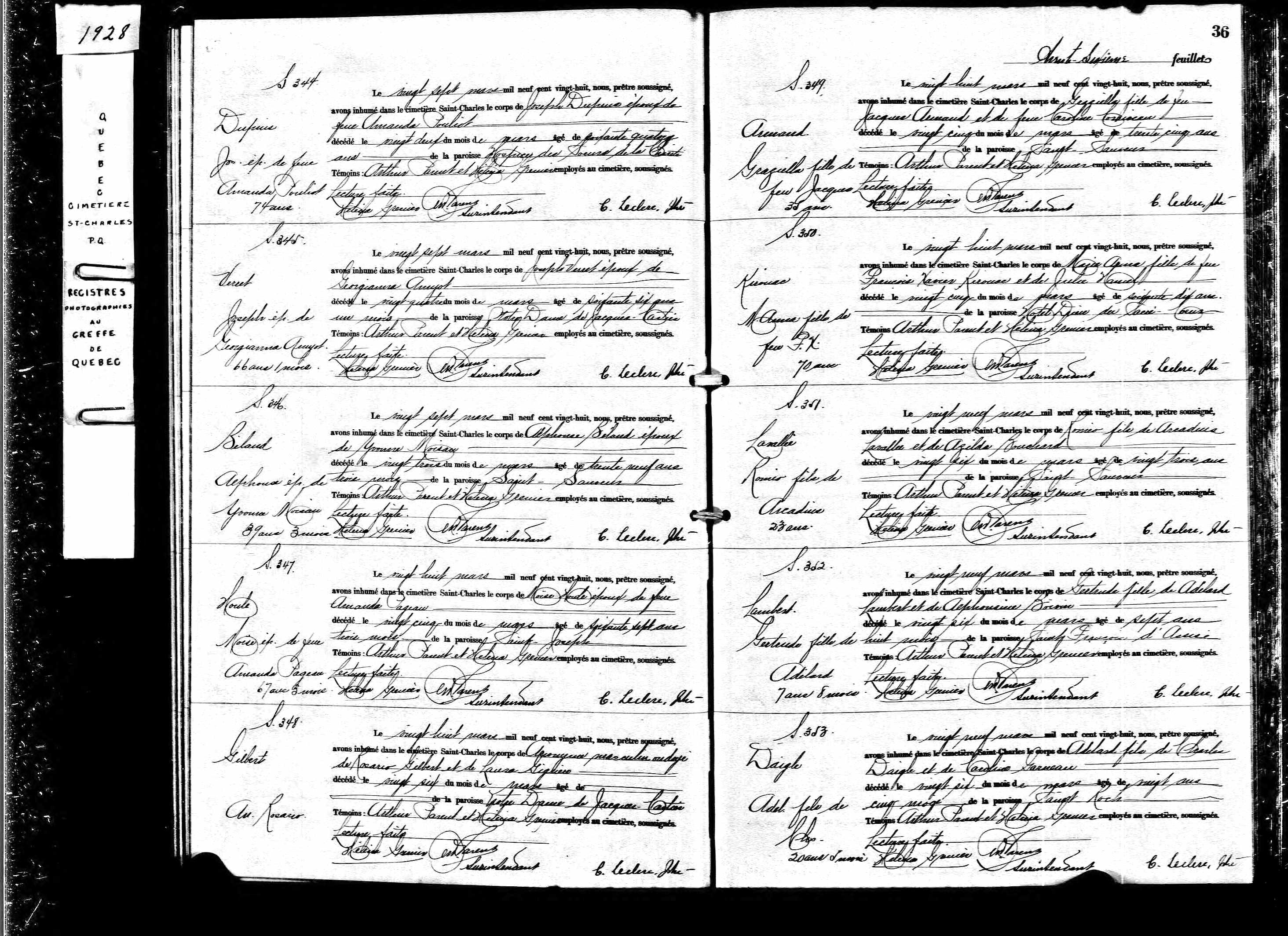 Acte de sépulture