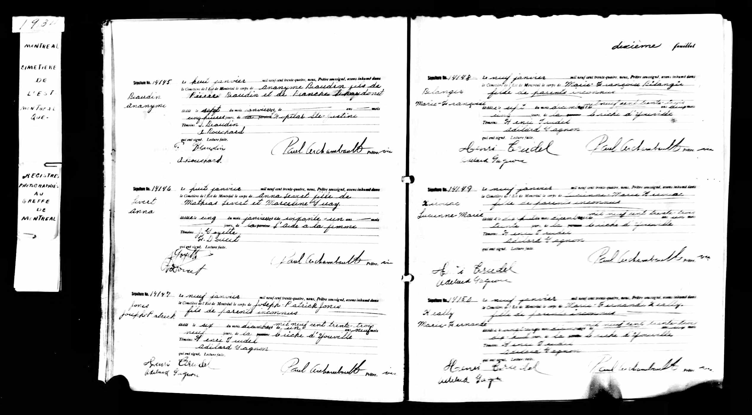 Acte de sépulture